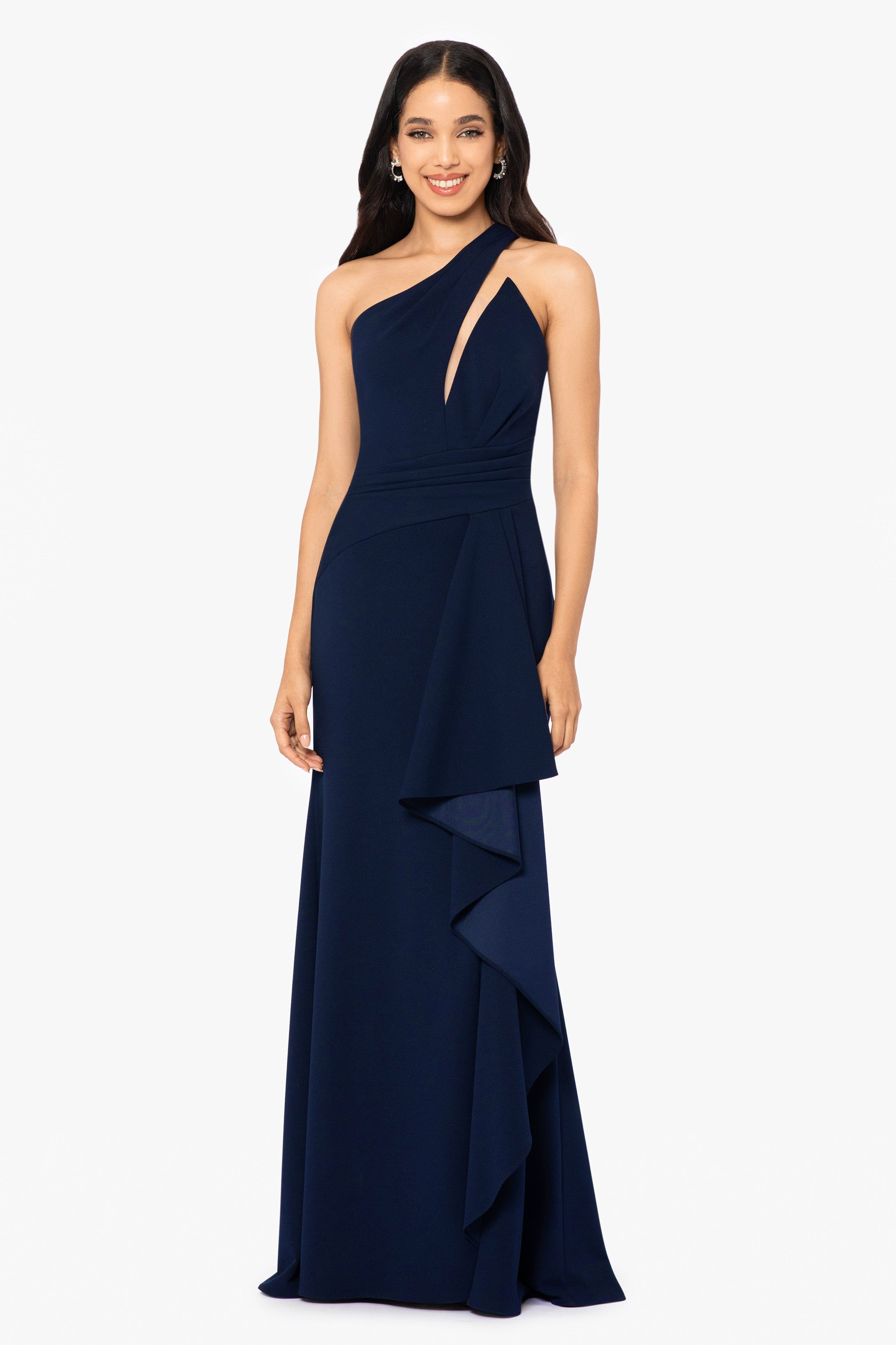 Long One Shoulder Cutout Scuba Crepe Dress sold by Lord & Taylor product image thumbnail 5