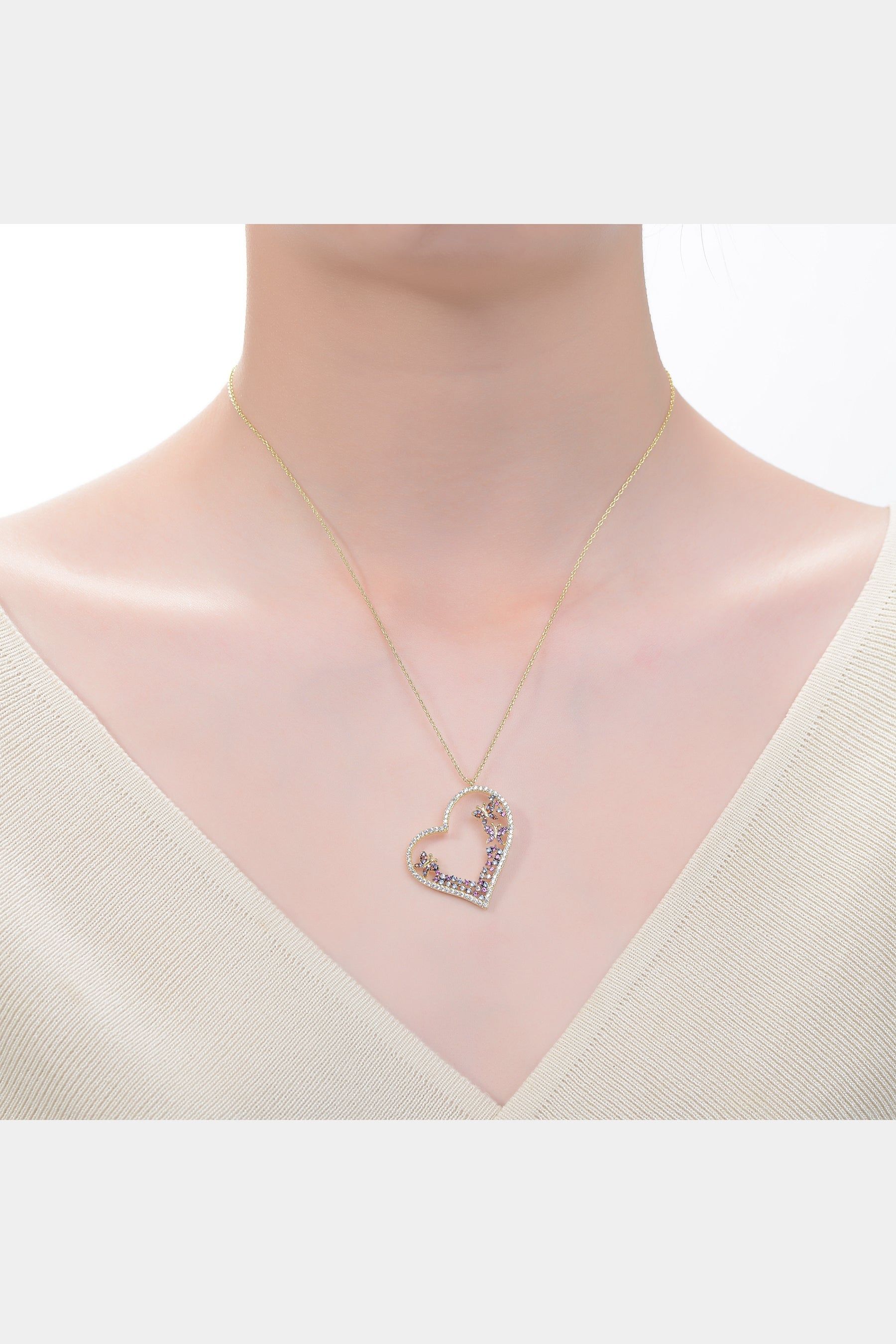 Multi Colored CZ Heart Necklace sold by Lord & Taylor product image thumbnail 3