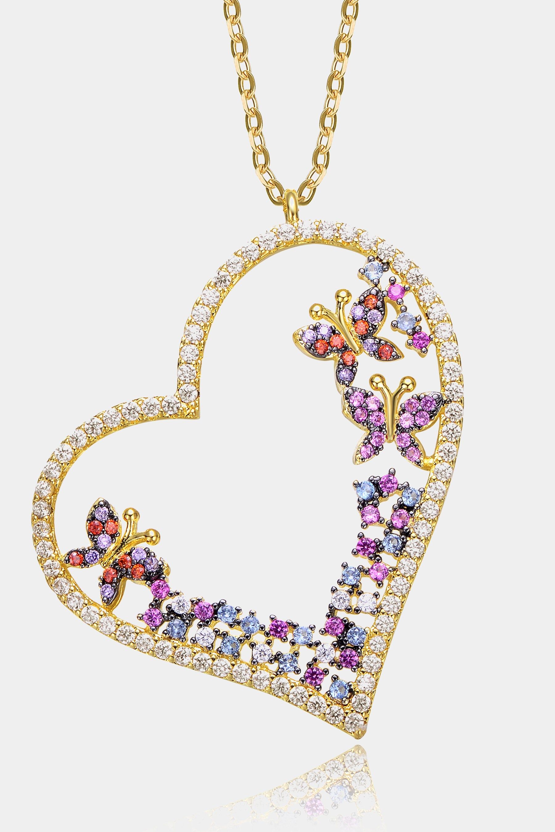 Multi Colored CZ Heart Necklace sold by Lord & Taylor