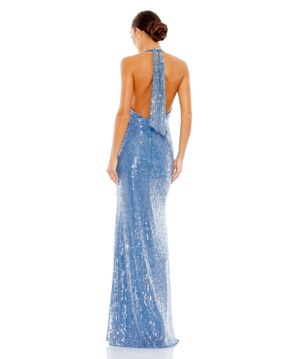 Sequined Halter Deep V Neck Gown sold by Lord & Taylor product image thumbnail 3