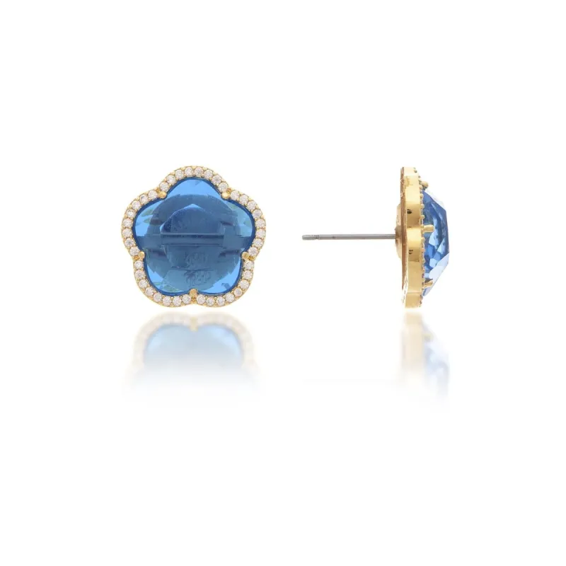 Swiss Blue Crystal Clover Earrings sold by Lord & Taylor