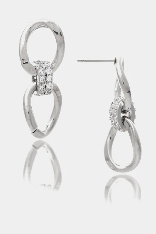 Polished Curb Link + CZ Earrings sold by Lord & Taylor