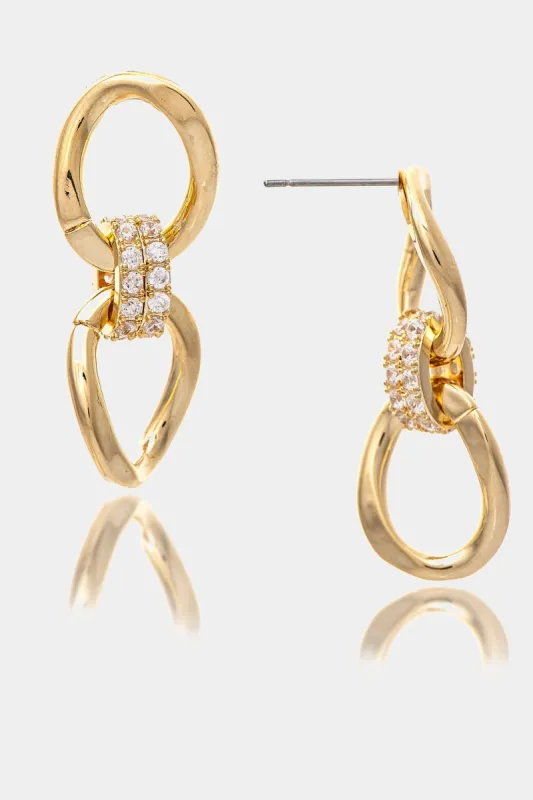 Polished Curb Link + CZ Earrings sold by Lord & Taylor