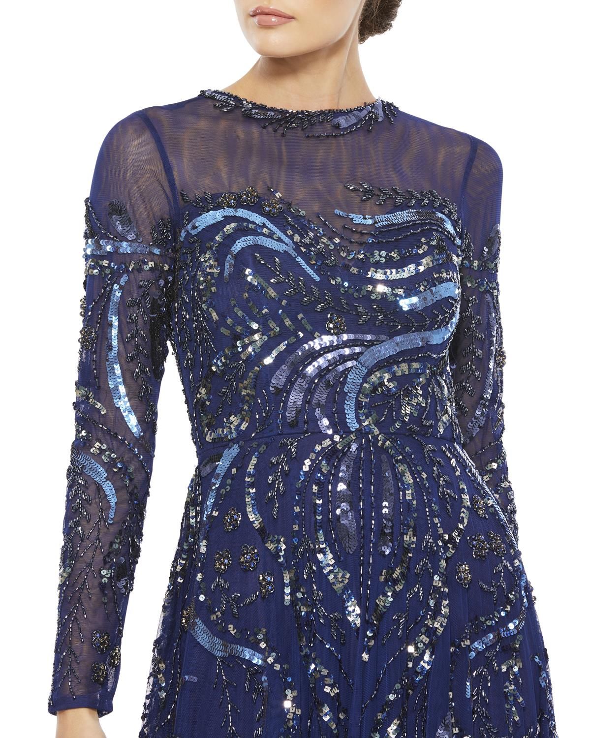 Embellished Illusion High Neck Long Sleeve A Line sold by Lord & Taylor product image thumbnail 2