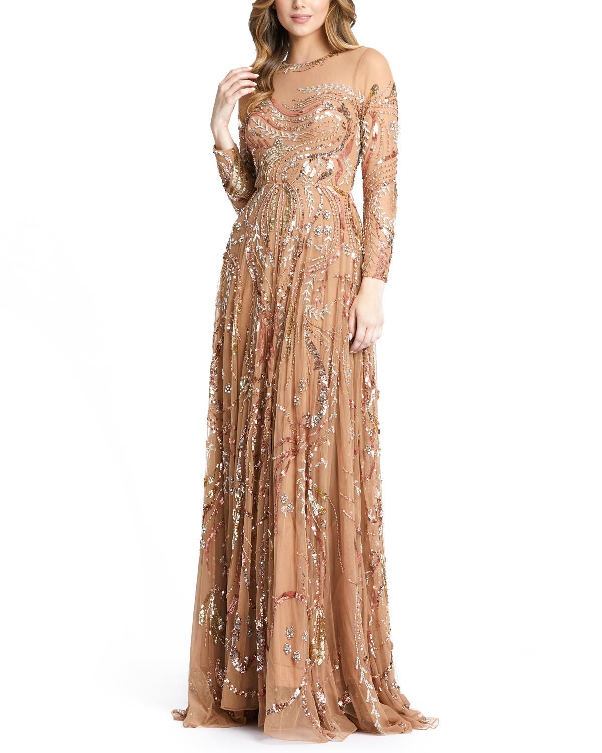 Embellished Illusion High Neck Long Sleeve A Line sold by Lord & Taylor product image thumbnail 21