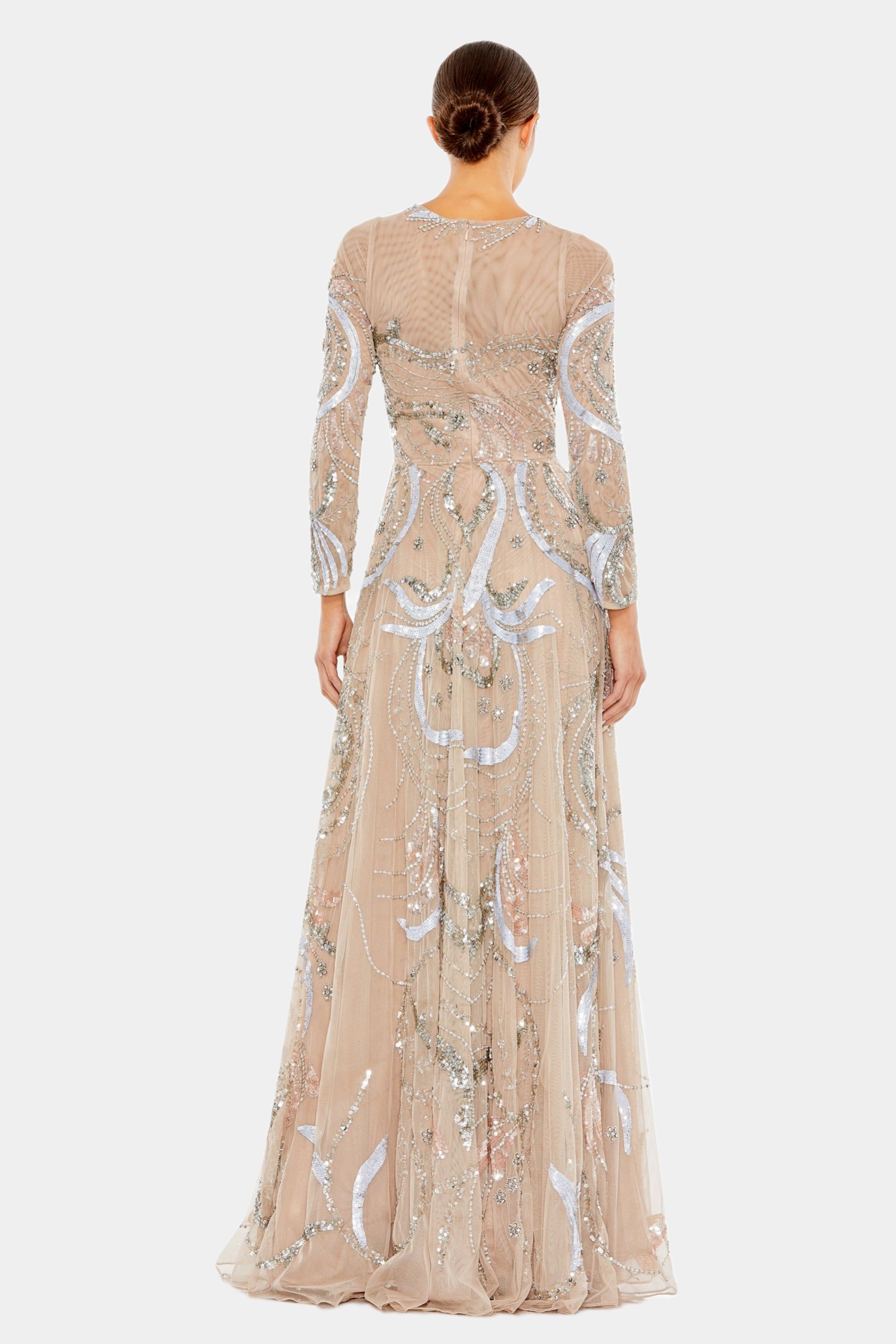 Embellished Illusion High Neck Long Sleeve A Line sold by Lord & Taylor product image thumbnail 19