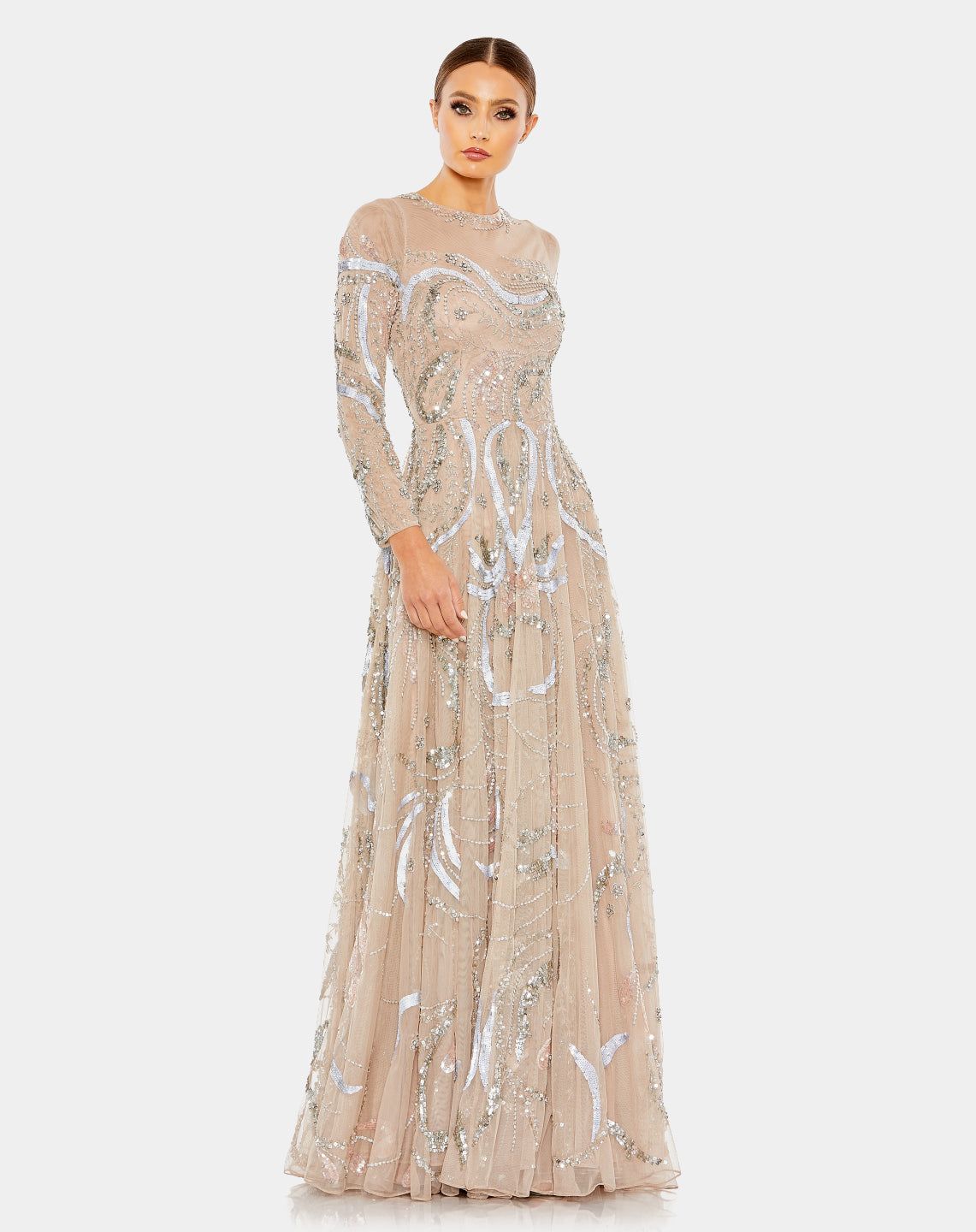 Embellished Illusion High Neck Long Sleeve A Line sold by Lord & Taylor product image thumbnail 13