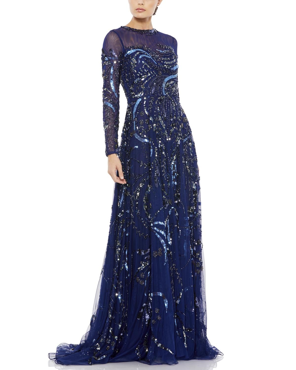 Embellished Illusion High Neck Long Sleeve A Line sold by Lord & Taylor product image thumbnail 4