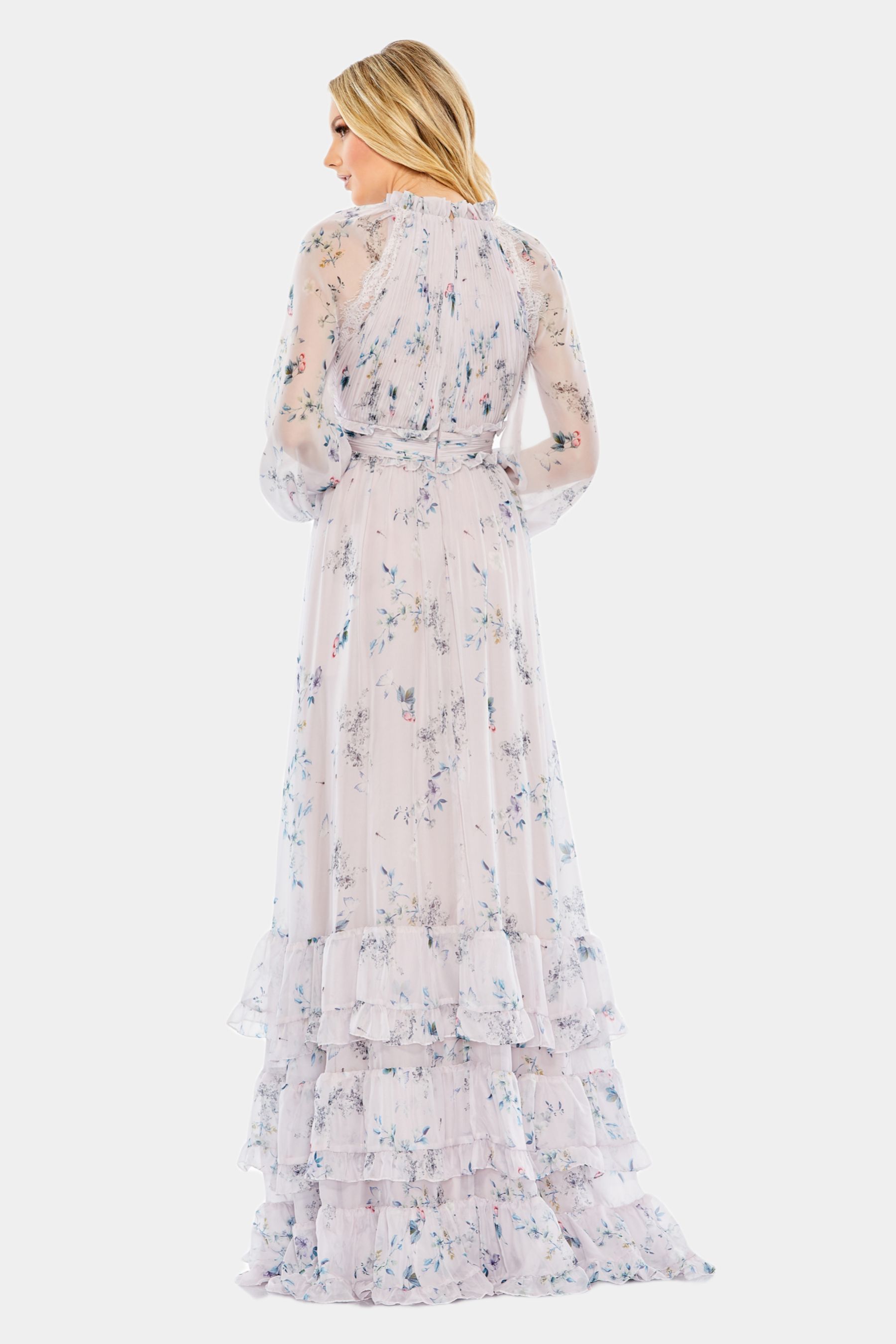 Floral Print Ruched Raglan Sleeve Tiered Gown sold by Lord & Taylor product image thumbnail 2