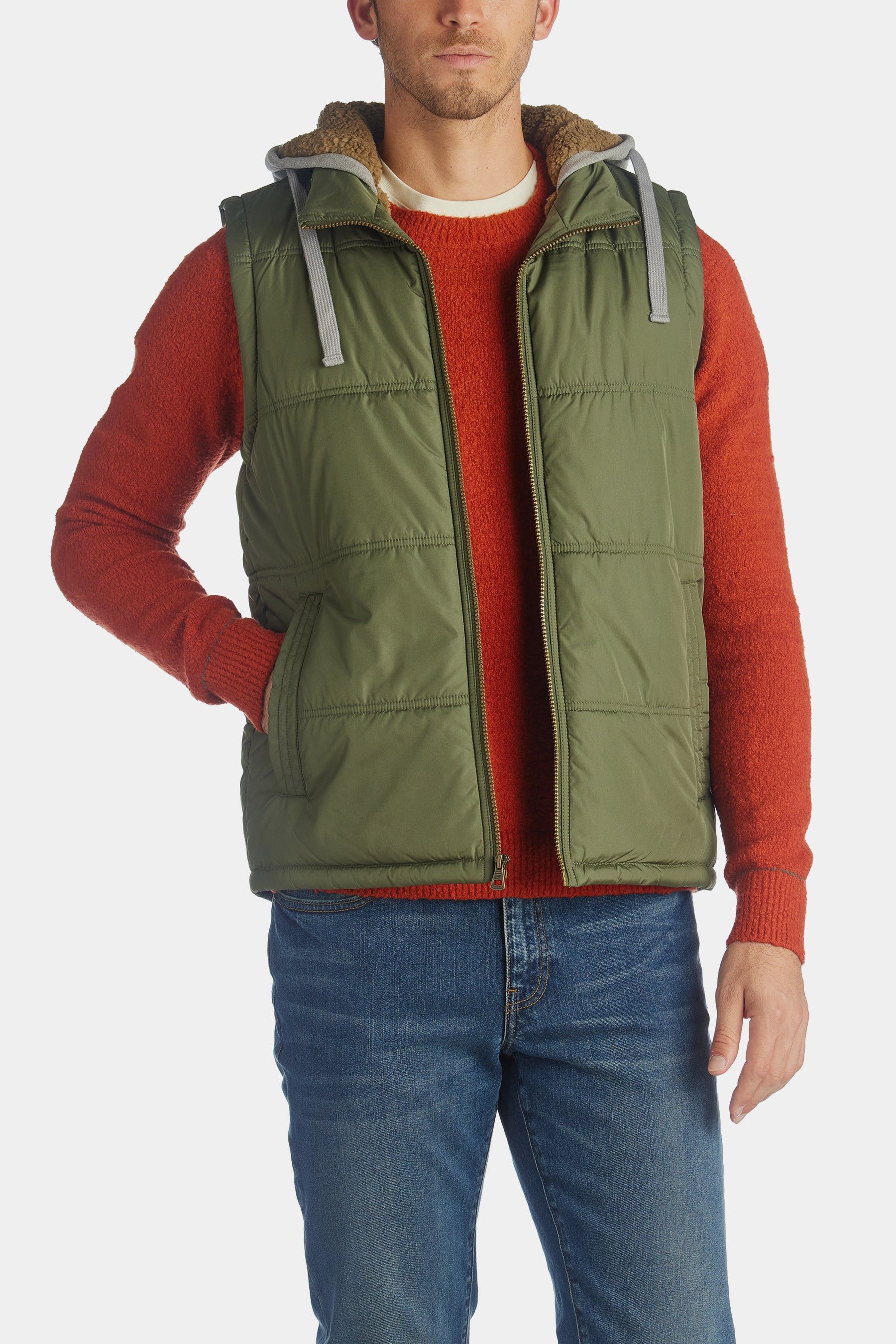 Quited Sherpa Lined Hood Vest sold by Lord & Taylor