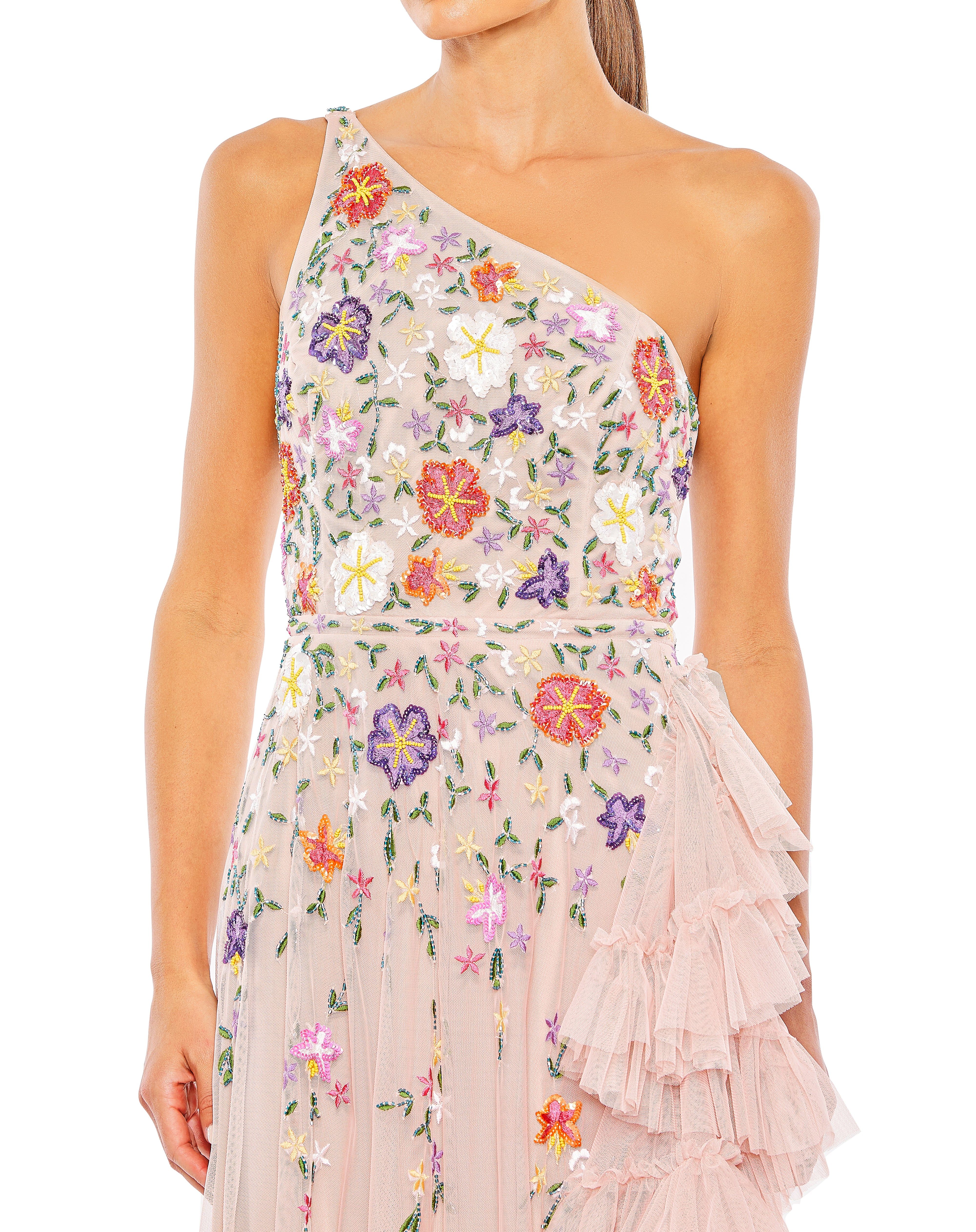 Embellished One Shoulder Asymmetrical Hem Dress sold by Lord & Taylor product image thumbnail 2