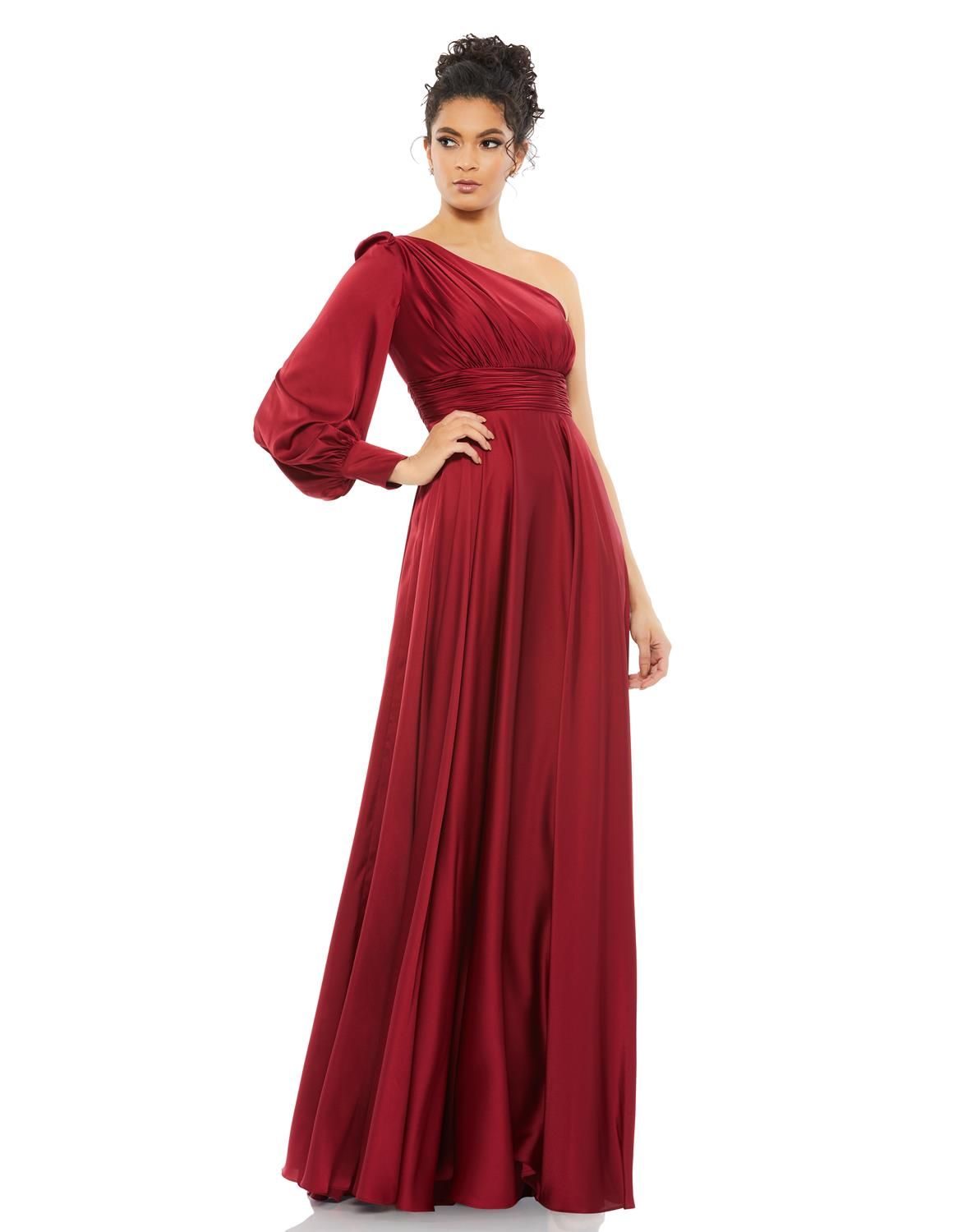 One Shoulder Bishop Sleeve Flowy Gown sold by Lord & Taylor product image thumbnail 4
