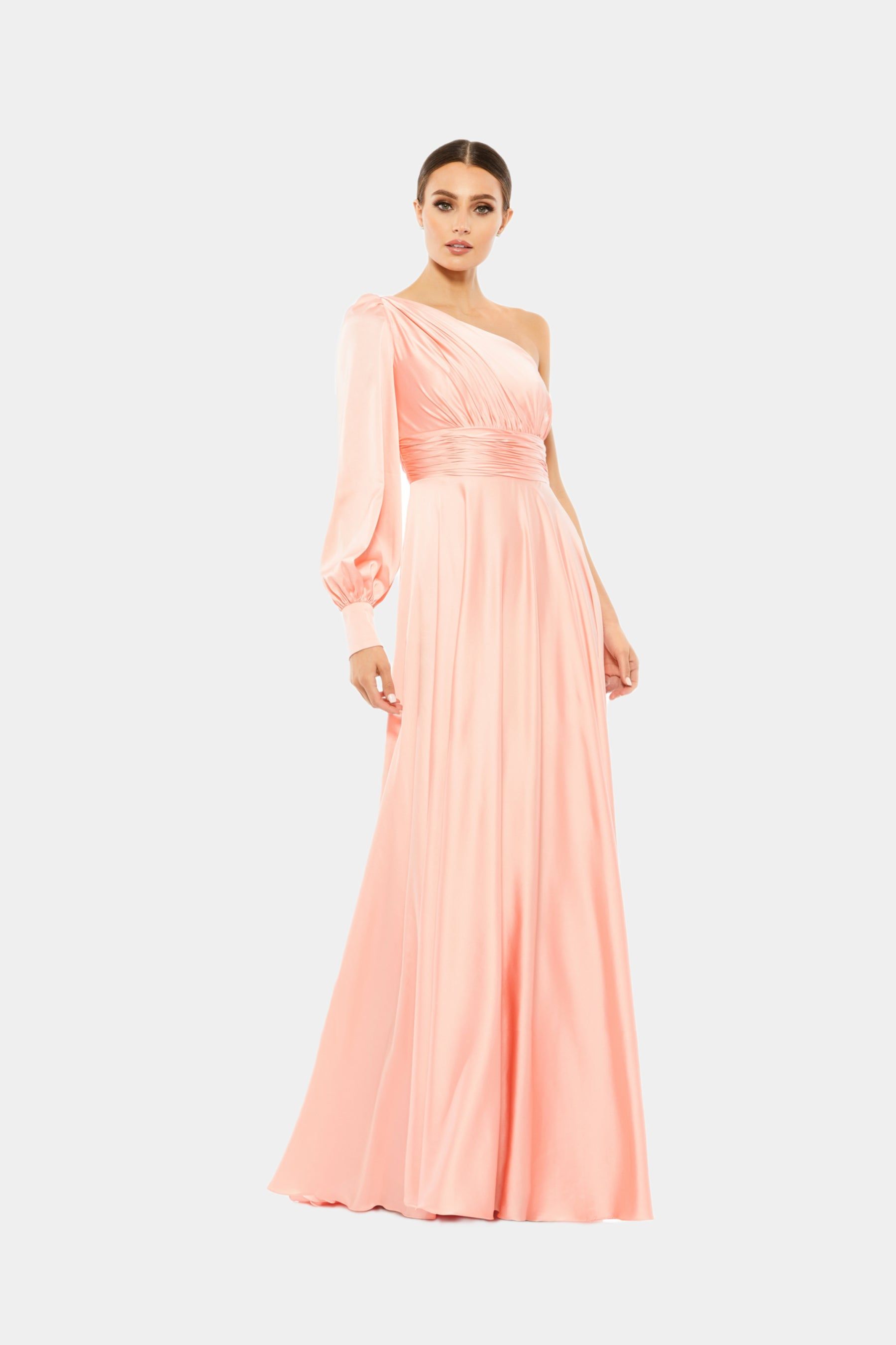 One Shoulder Bishop Sleeve Flowy Gown sold by Lord & Taylor