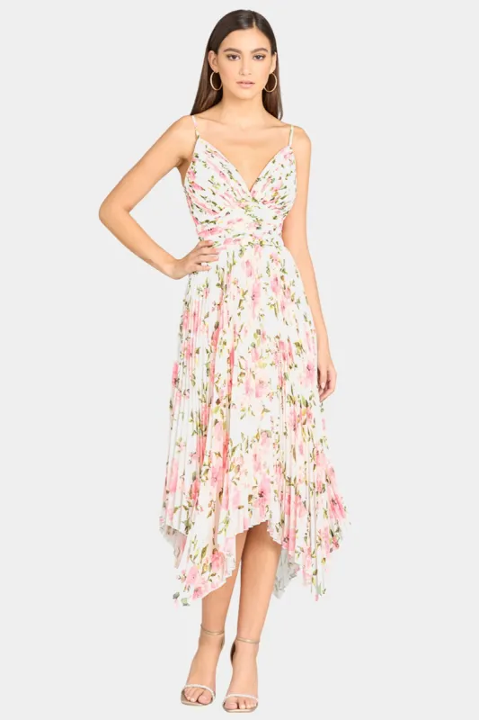 V-Neck Printed Midi Length Dress with Pleats sold by Lord & Taylor