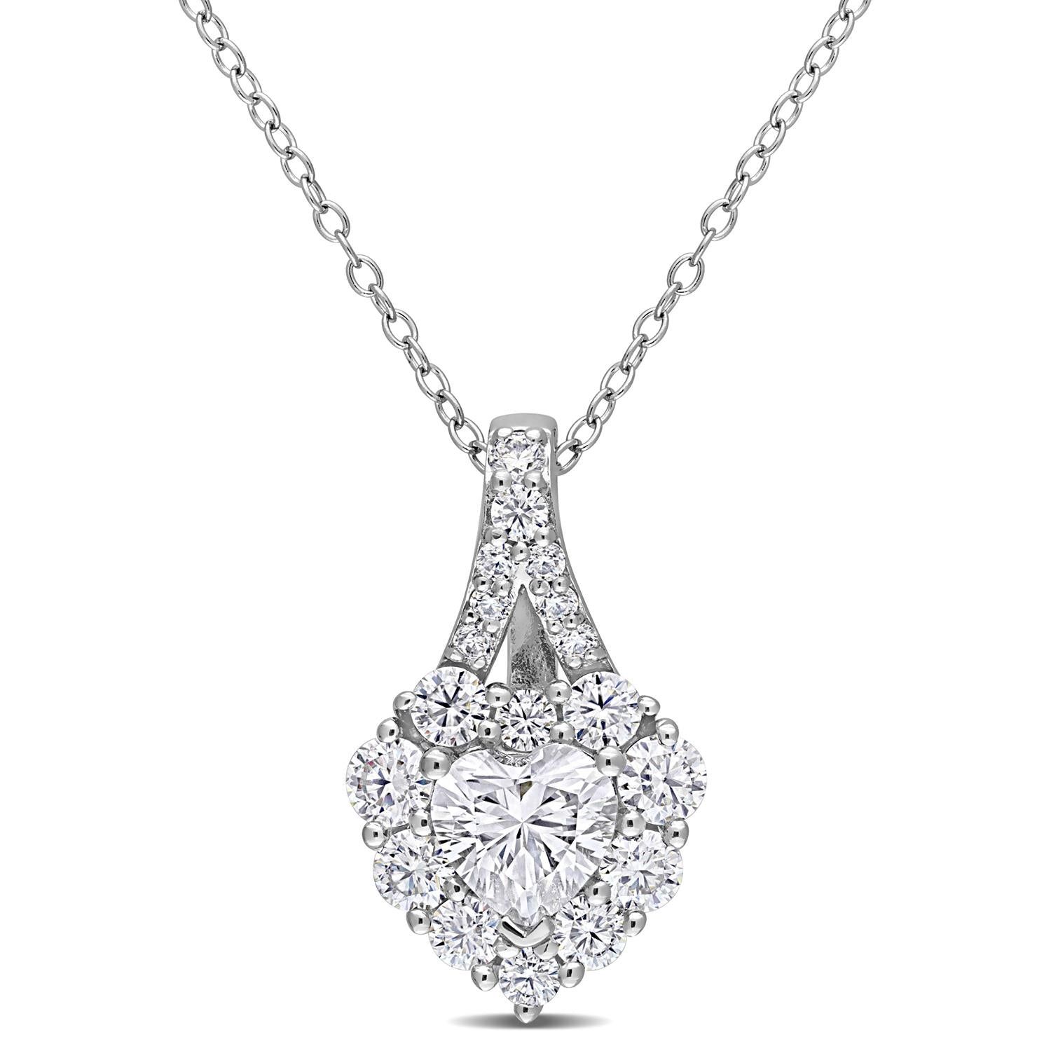 Moissanite Heart Halo Pendant Necklace sold by Lord & Taylor product image thumbnail 4