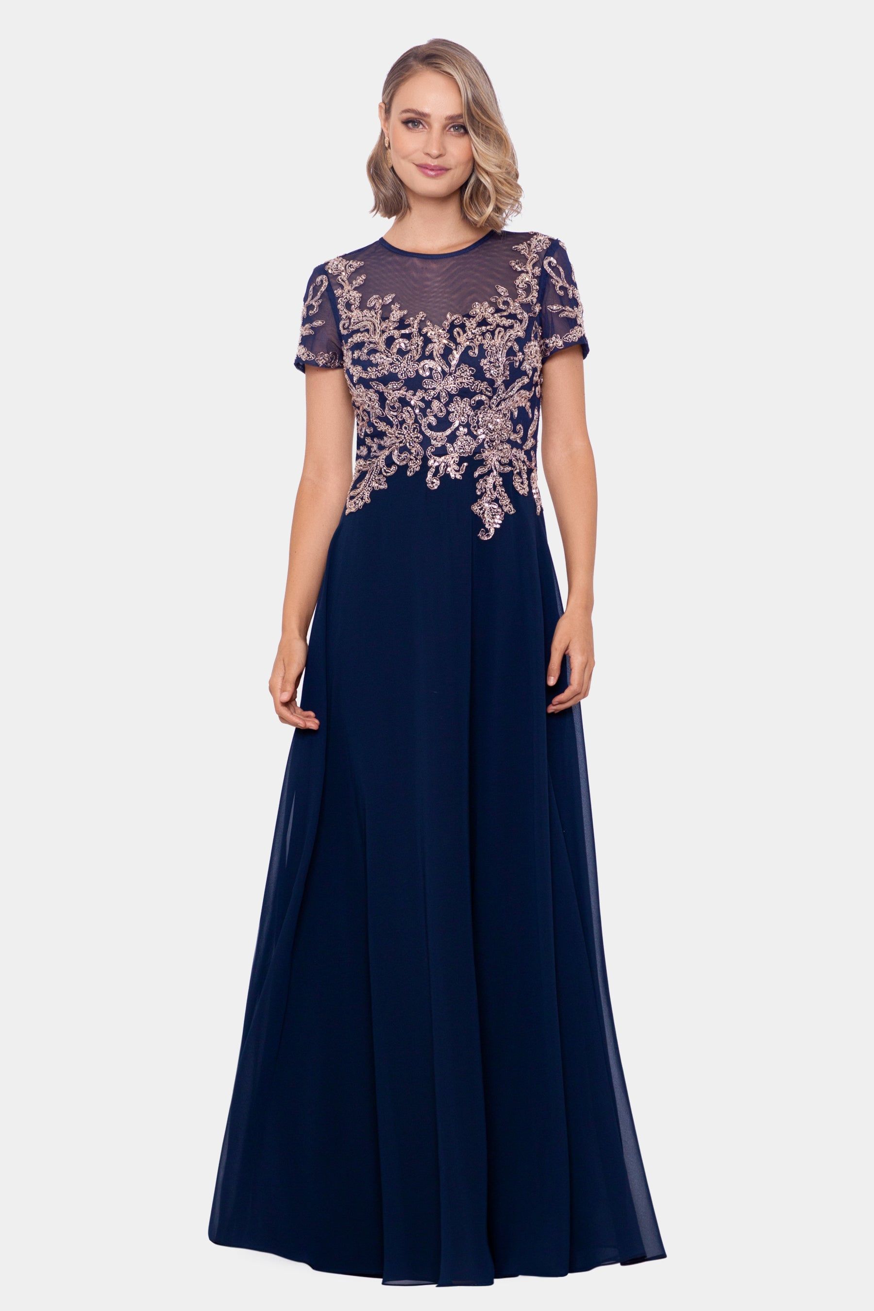 Long Cap Sleeve Bead Applique sold by Lord & Taylor