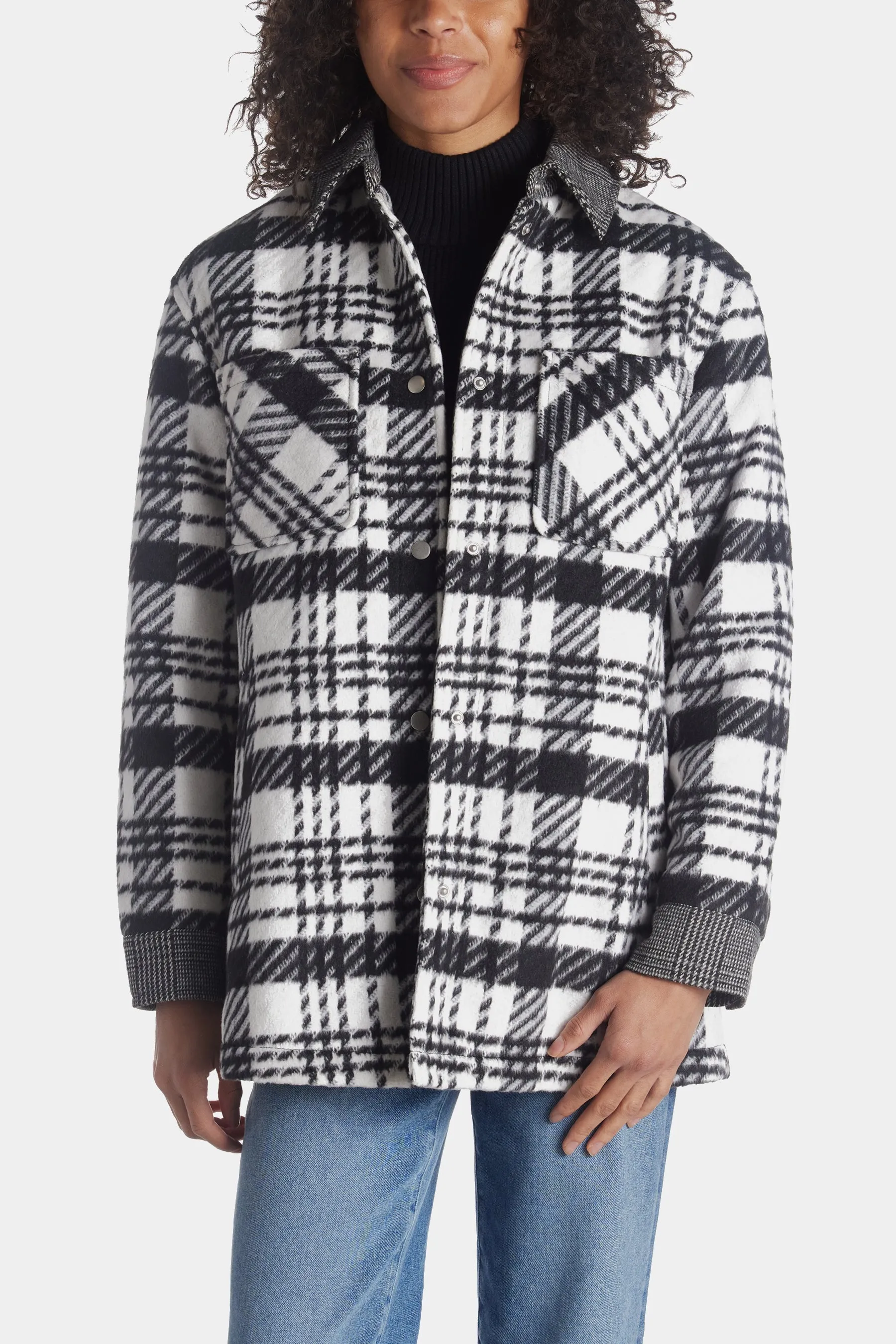 Oversized Contrast Plaid Shacket sold by Lord & Taylor product image thumbnail 3