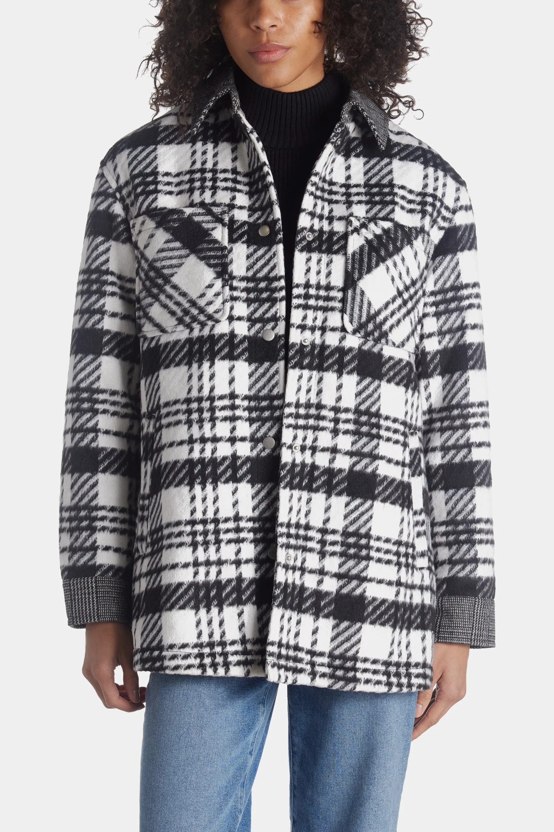 Oversized Contrast Plaid Shacket sold by Lord & Taylor