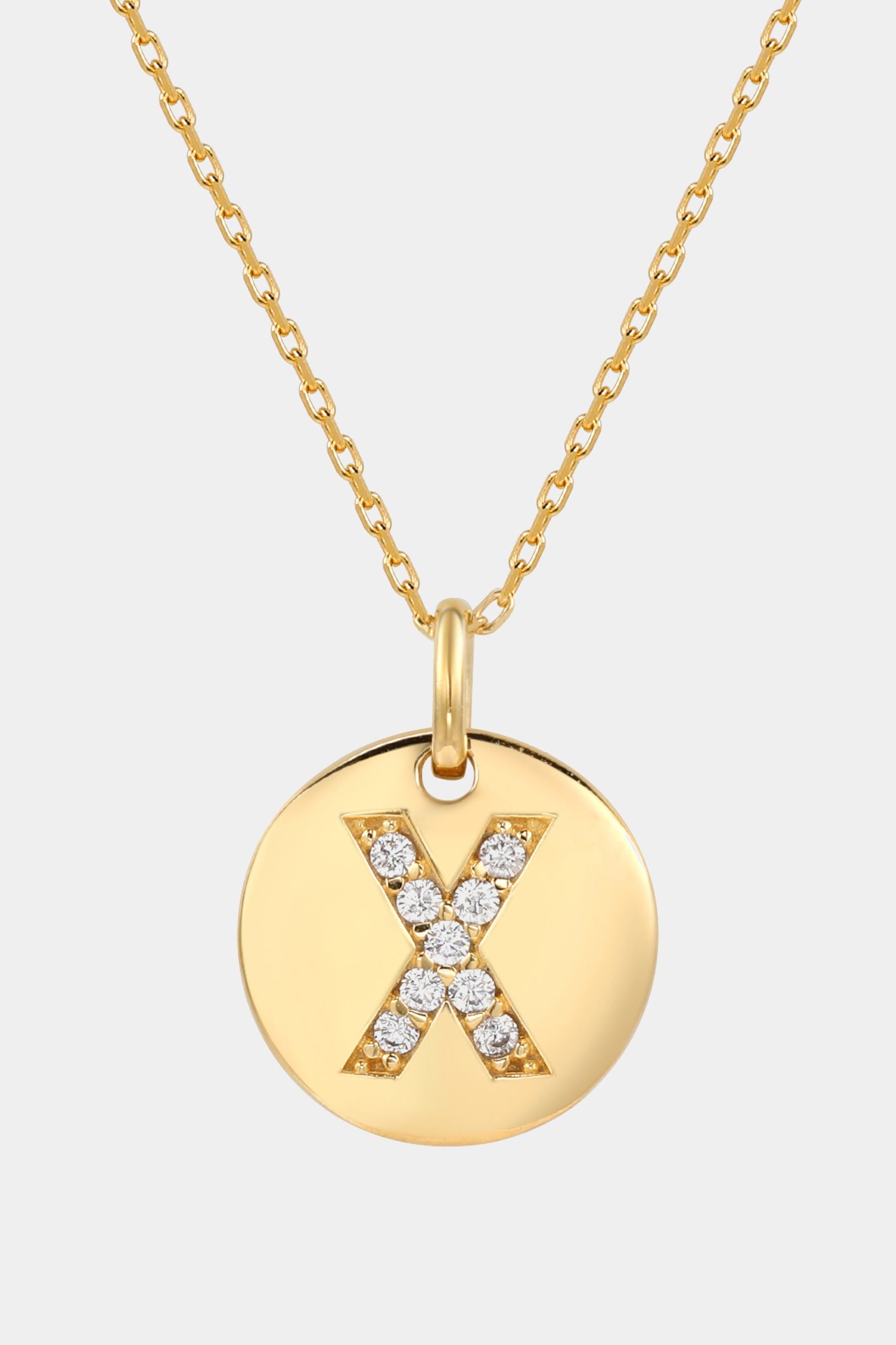 Yellow Sterling Silver Cubic Zirconia Letter Initial Disc Pendant Necklace sold by Lord & Taylor product image thumbnail 3