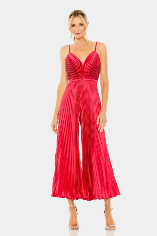 Cropped Pleated V-Neck Jumpsuit sold by Lord & Taylor