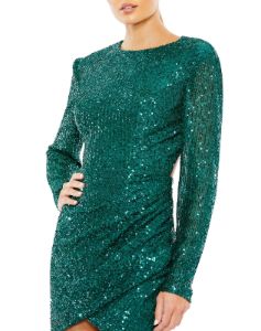 Sequined Long Sleeve Open Back Ruched Dress sold by Lord & Taylor