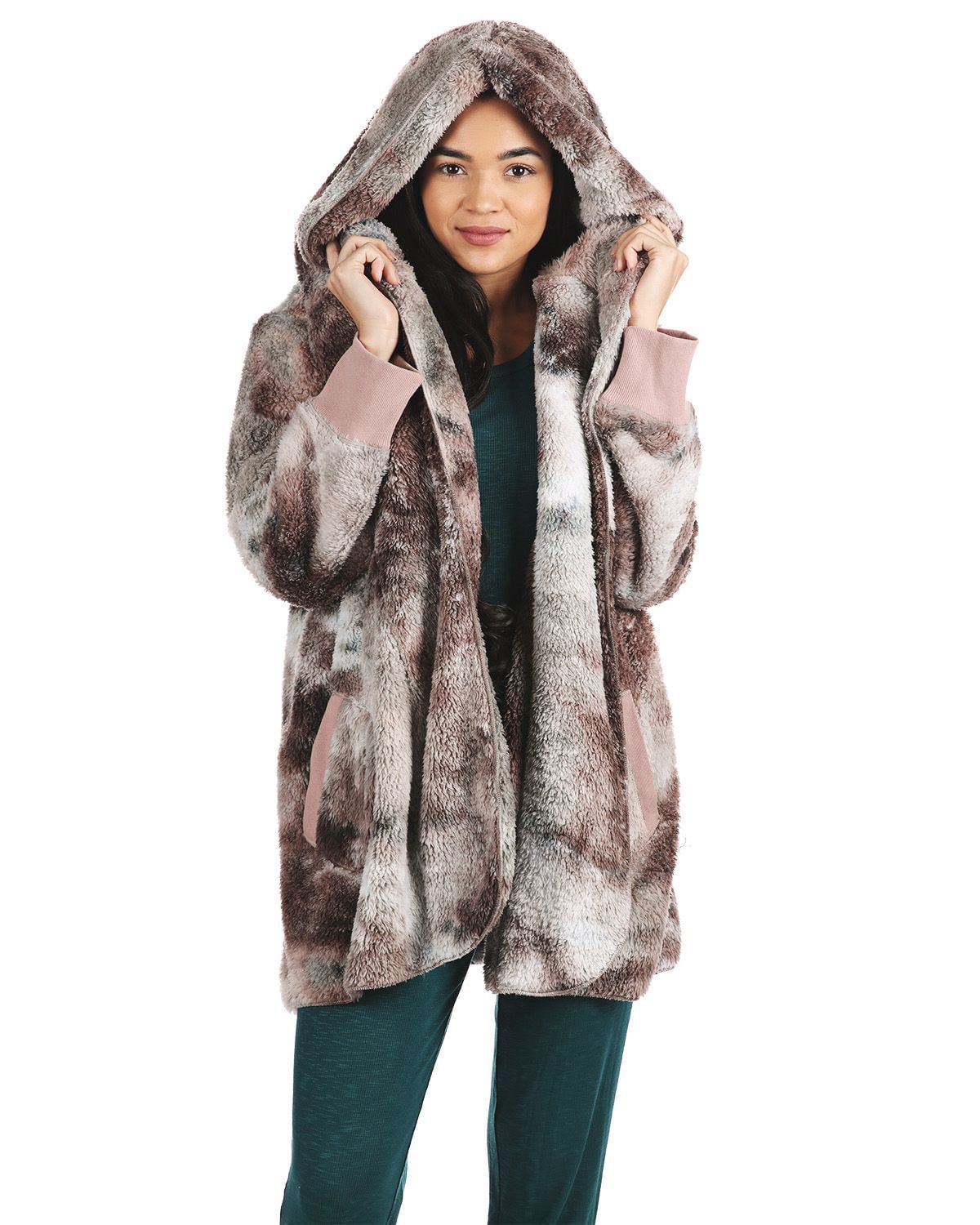 Tie Dye Plush Hooded Cardigan sold by Lord & Taylor product image thumbnail 6