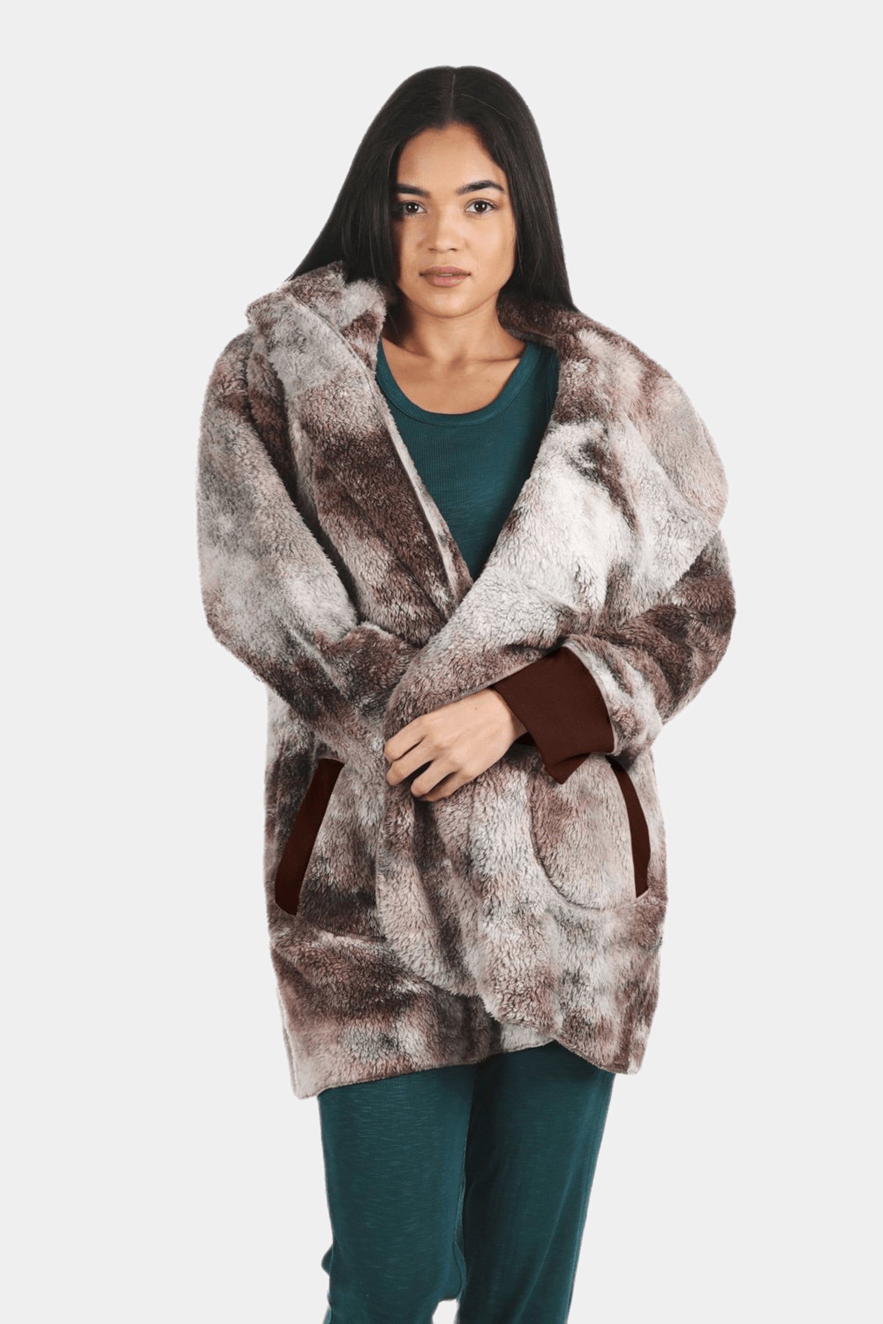 Tie Dye Plush Hooded Cardigan sold by Lord & Taylor product image thumbnail 3