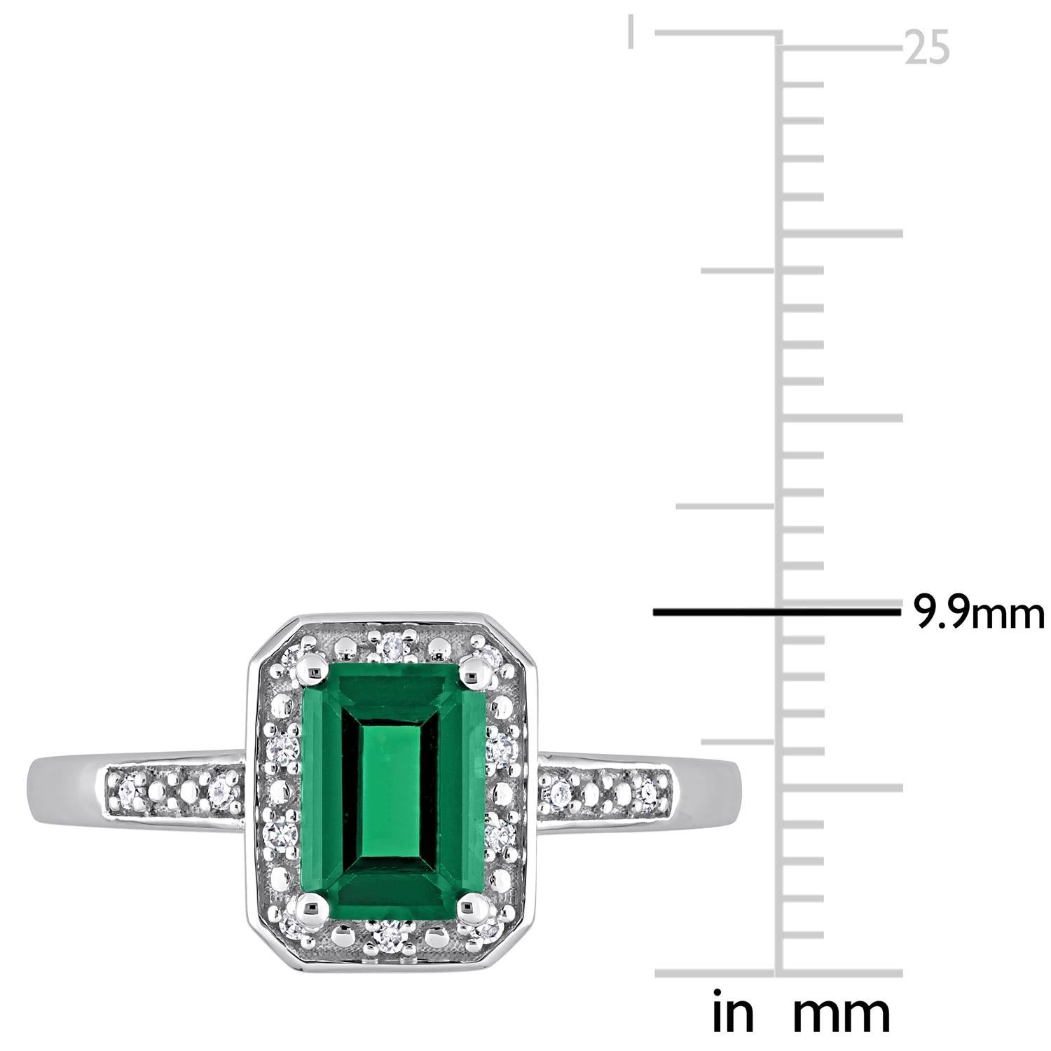 10k White Gold Created Emerald and Diamond Halo Ring sold by Lord & Taylor product image thumbnail 4