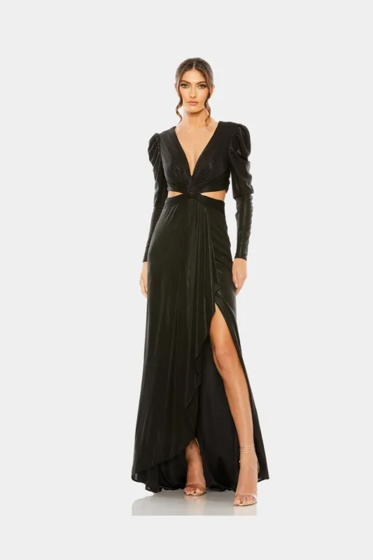 Princess Sleeve Cut Out Metallic Gown sold by Lord & Taylor