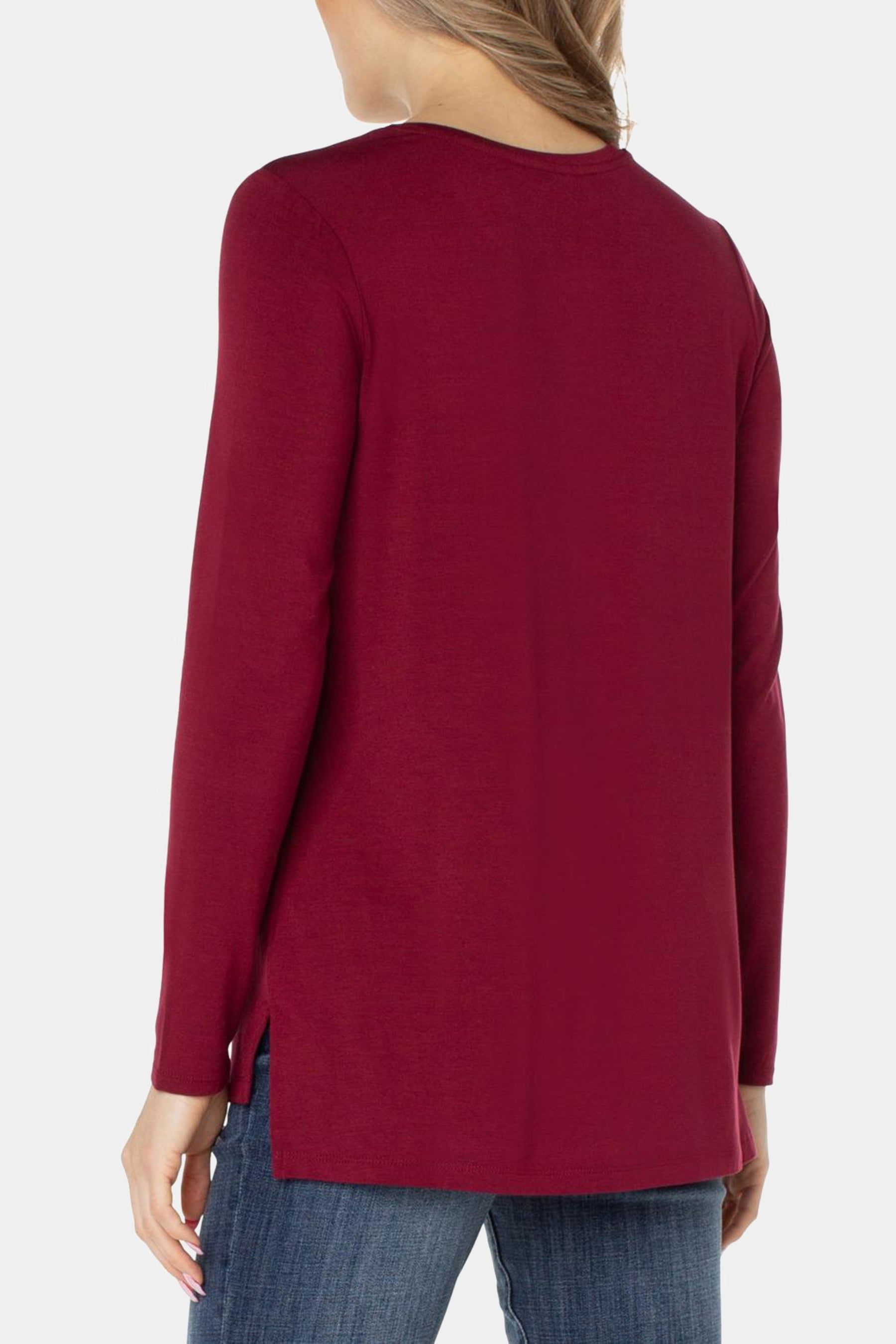 Long Sleeve Side Slit Knit T-Shirt sold by Lord & Taylor product image thumbnail 3