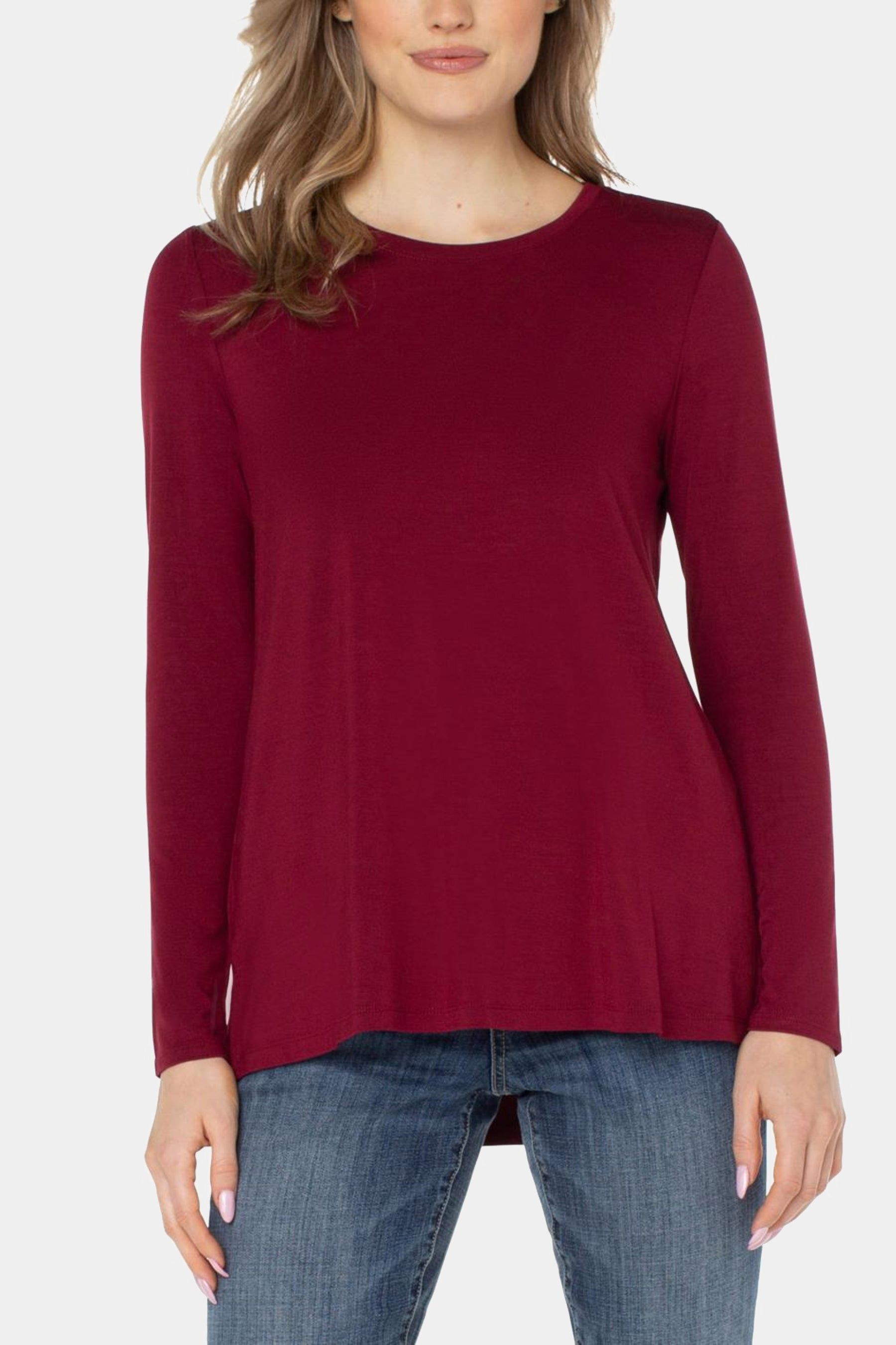 Long Sleeve Side Slit Knit T-Shirt sold by Lord & Taylor product image thumbnail 4
