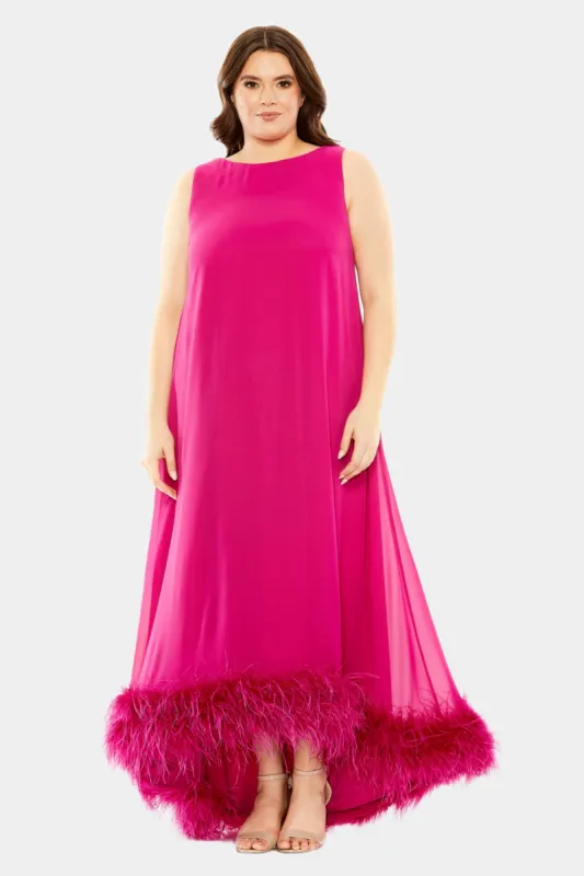 High Neck Feather Hem Gown sold by Lord & Taylor