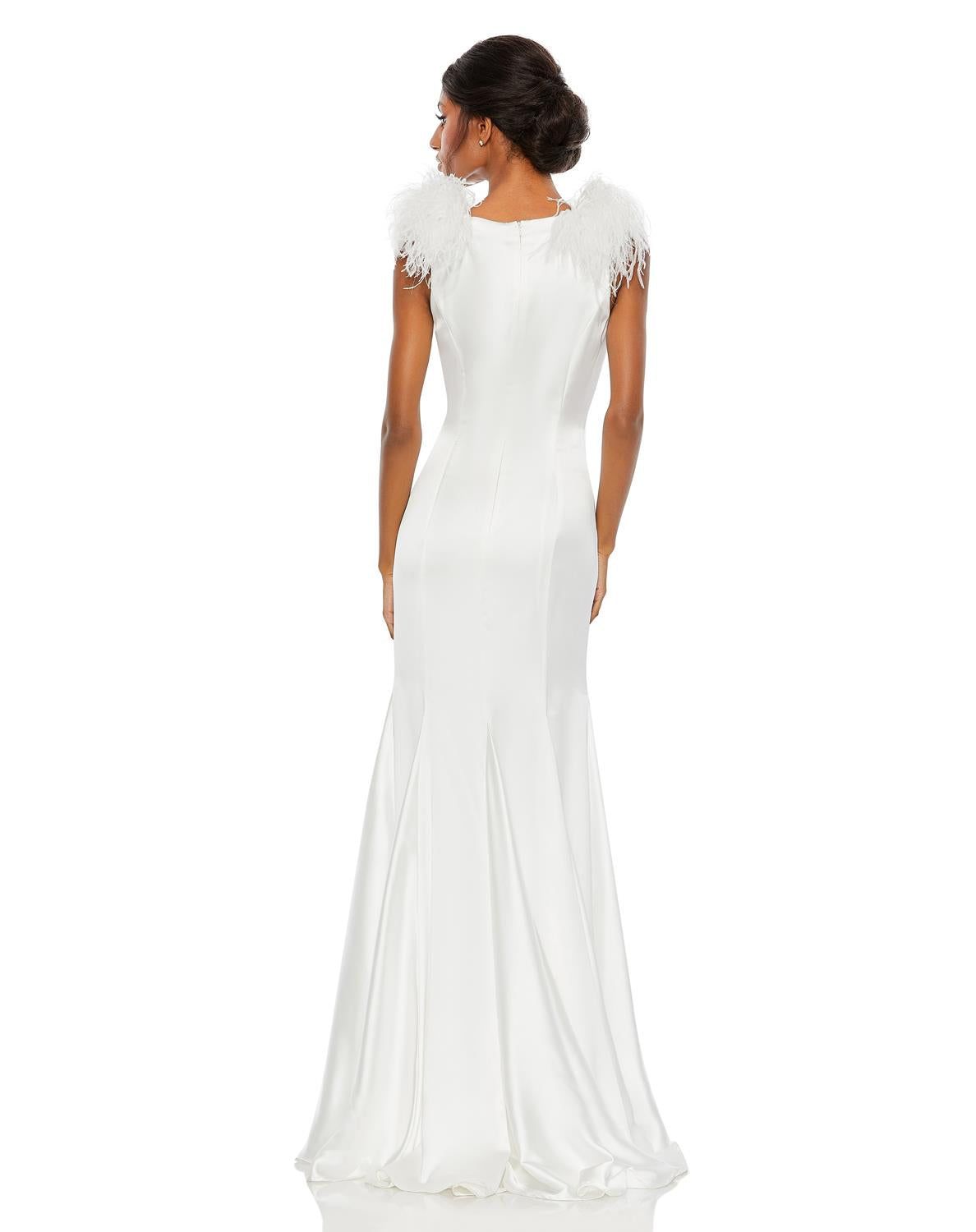 Feather Shoulder V Neck Column Gown sold by Lord & Taylor product image thumbnail 3