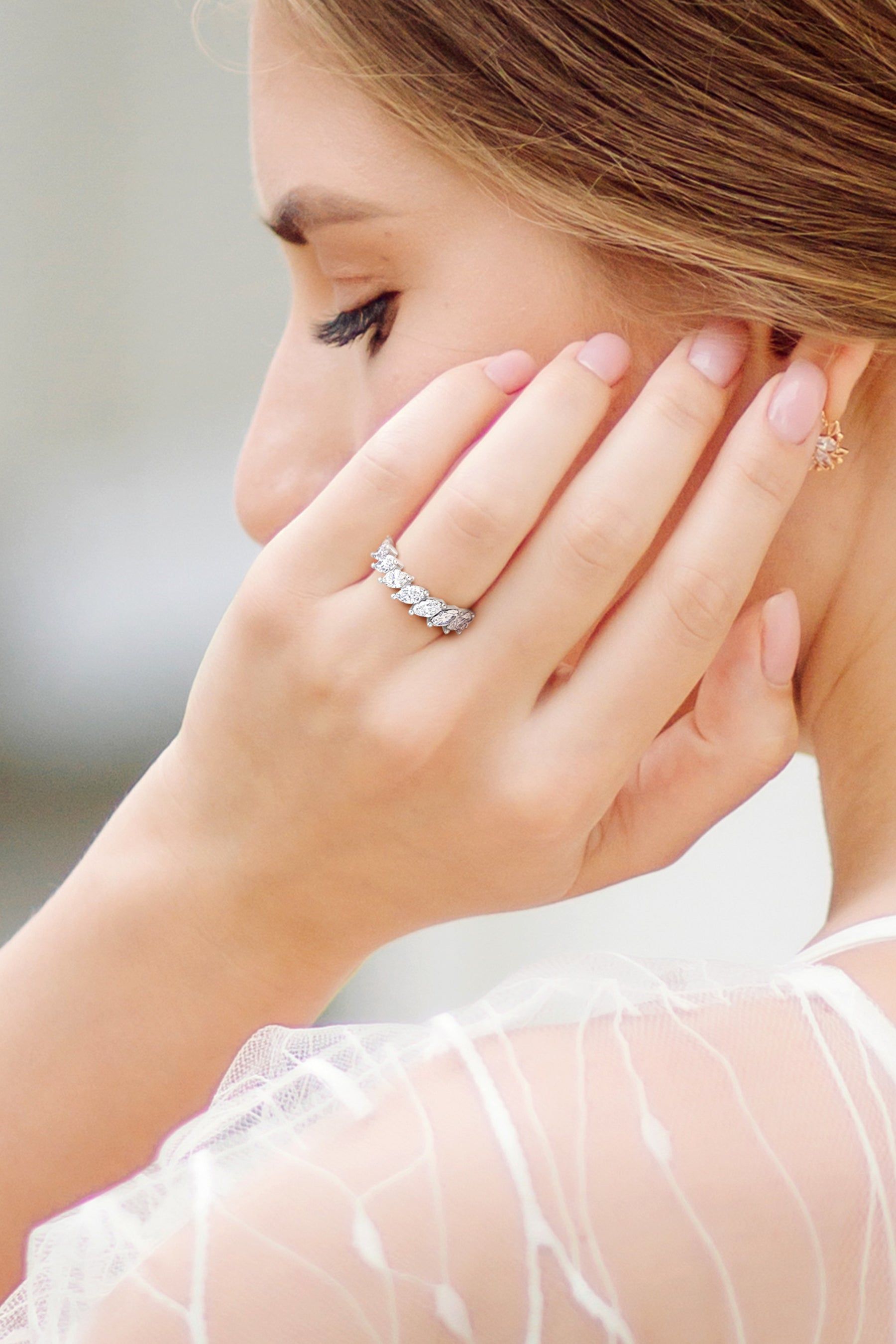 Diamond Marquise Cut Eternity 18k White Gold Ring sold by Lord & Taylor product image thumbnail 6