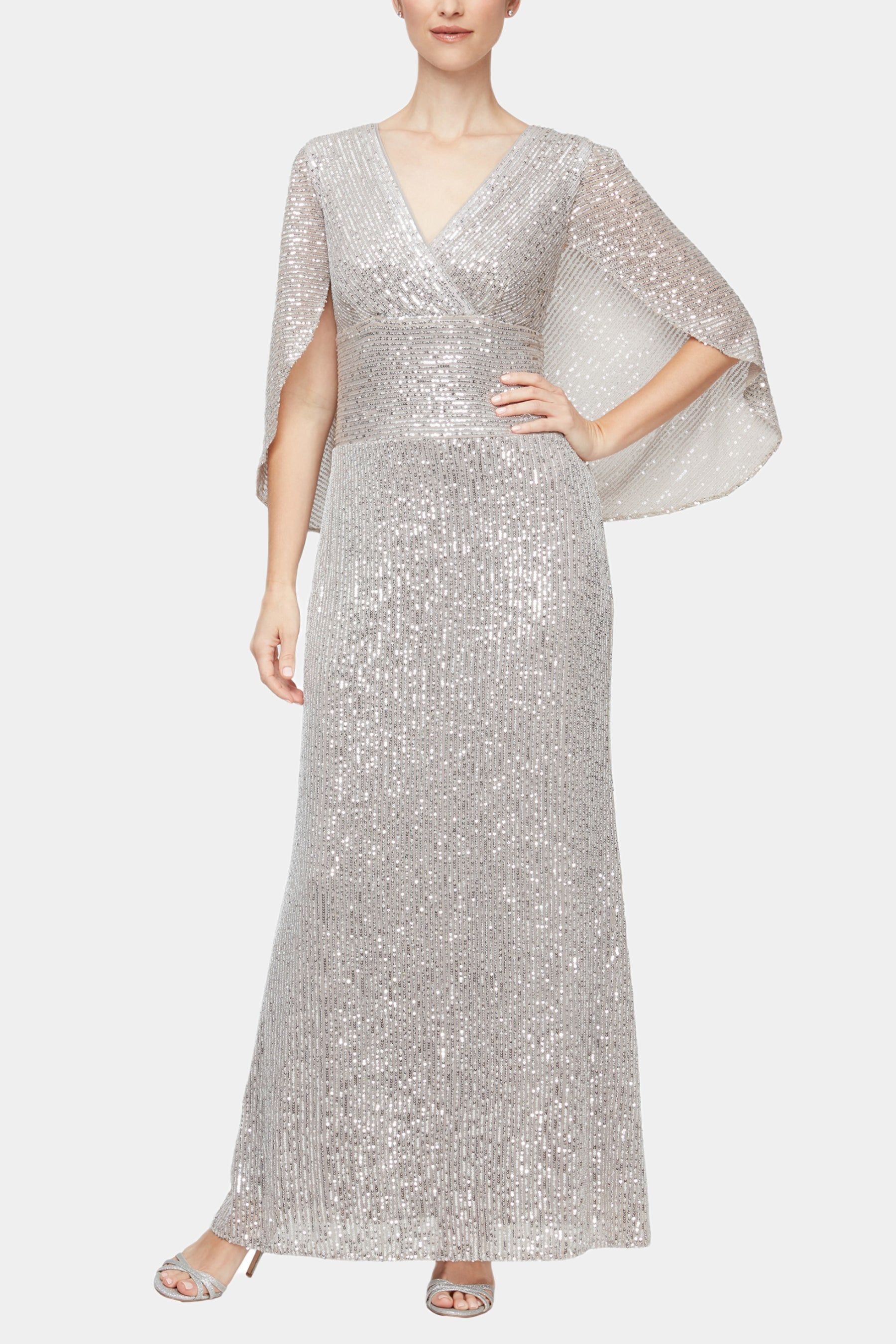 Sequin Embellished Surplice Neckline Long Dress sold by Lord & Taylor