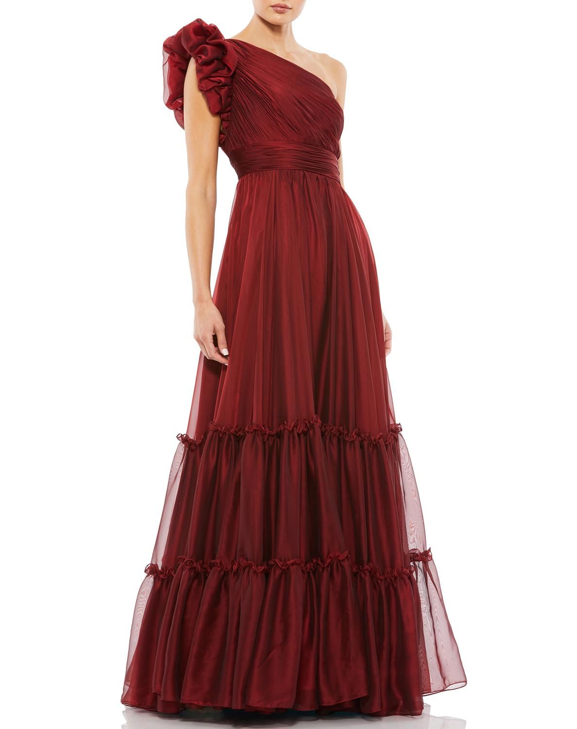 Ruffled One Shoulder Tiered Chiffon Gown sold by Lord & Taylor