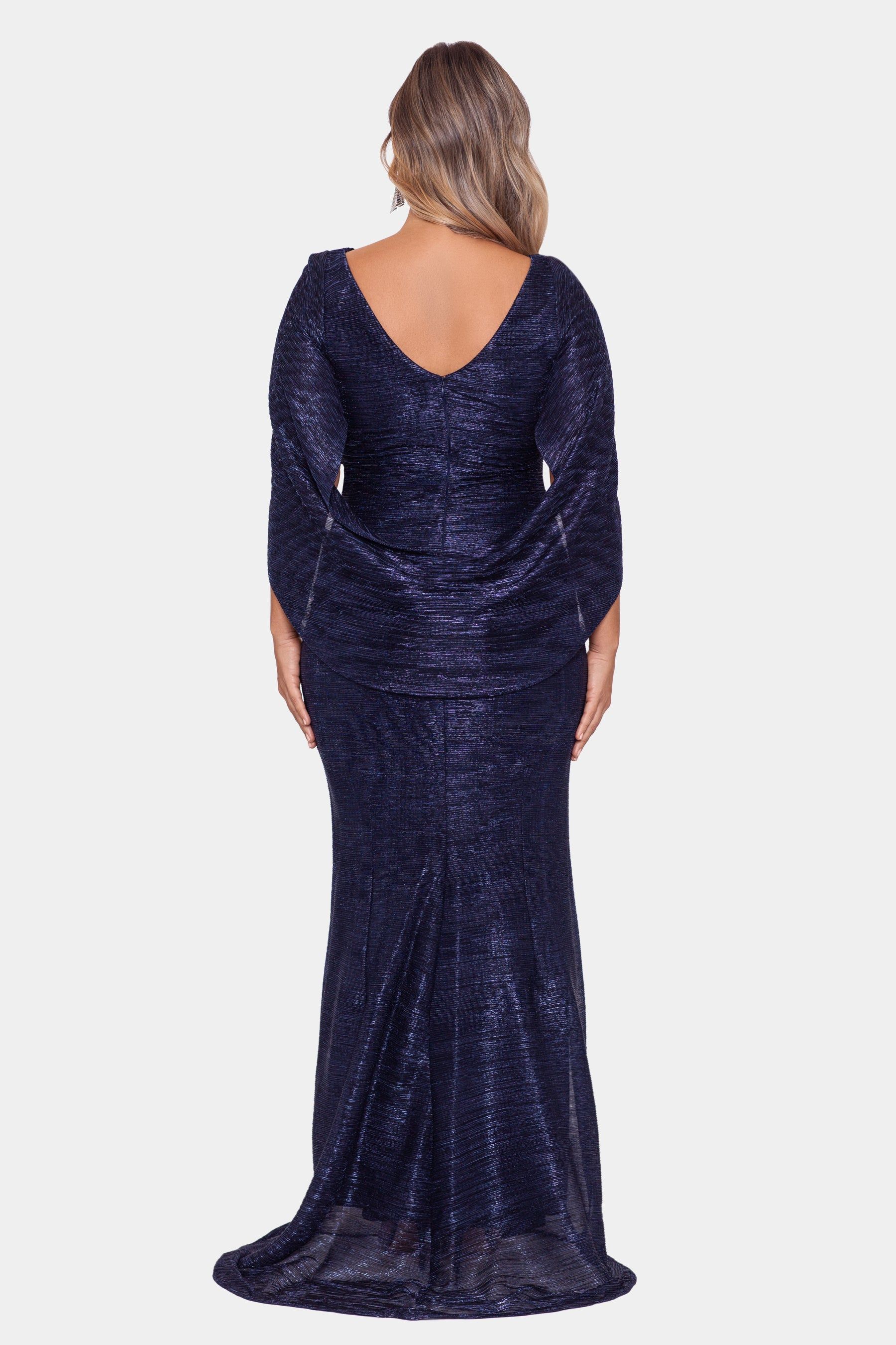 Long Metallic Crinkle Drape Back sold by Lord & Taylor product image thumbnail 2