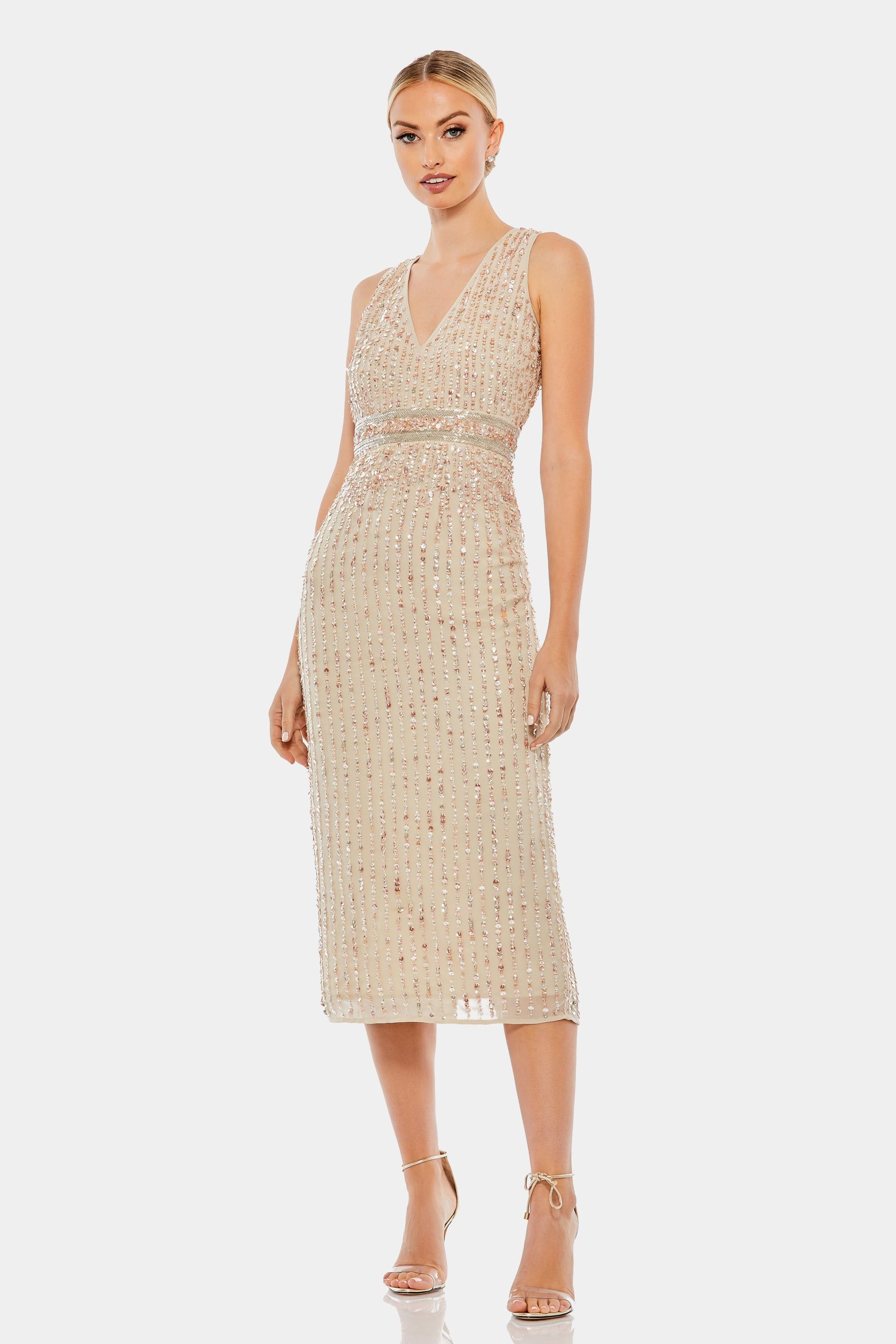 Sequined Sleeveless V-Neck Midi Sheath Dress sold by Lord & Taylor product image thumbnail 2