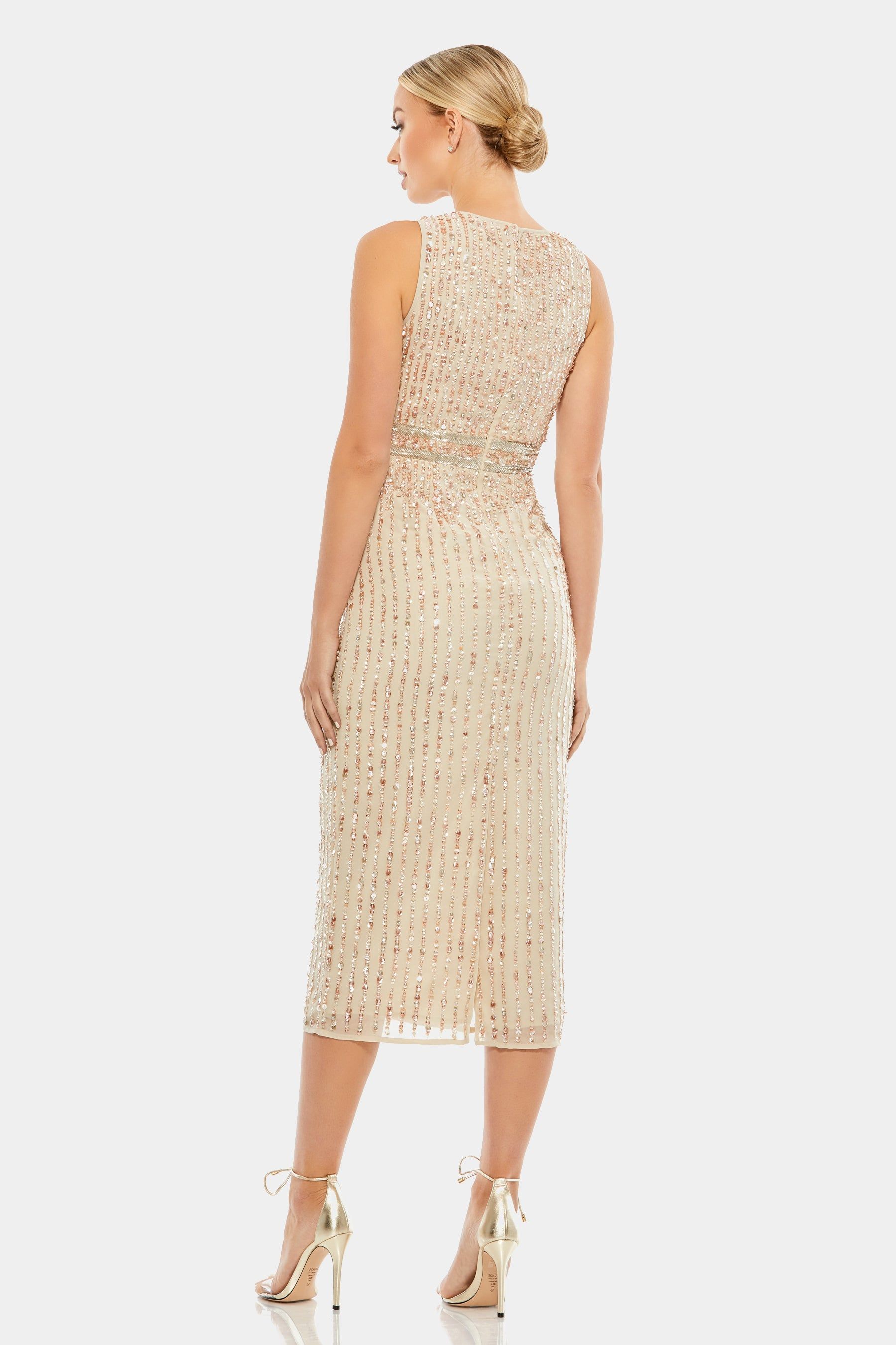 Sequined Sleeveless V-Neck Midi Sheath Dress sold by Lord & Taylor product image thumbnail 4
