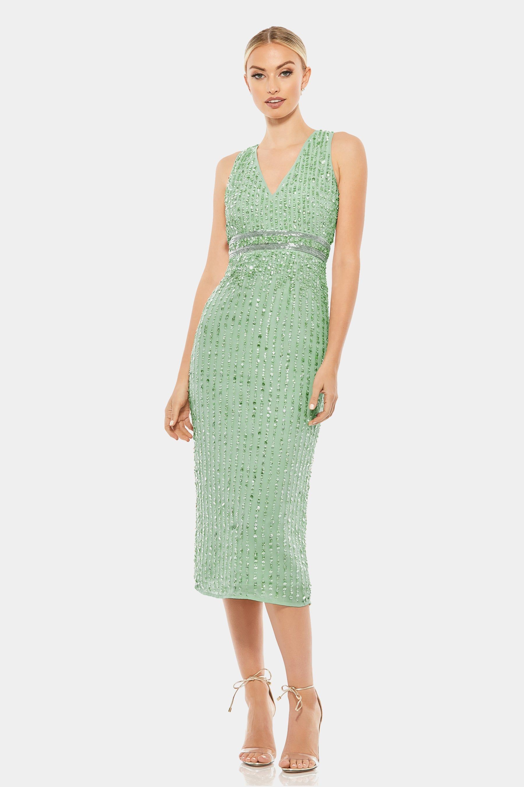 Sequined Sleeveless V-Neck Midi Sheath Dress sold by Lord & Taylor