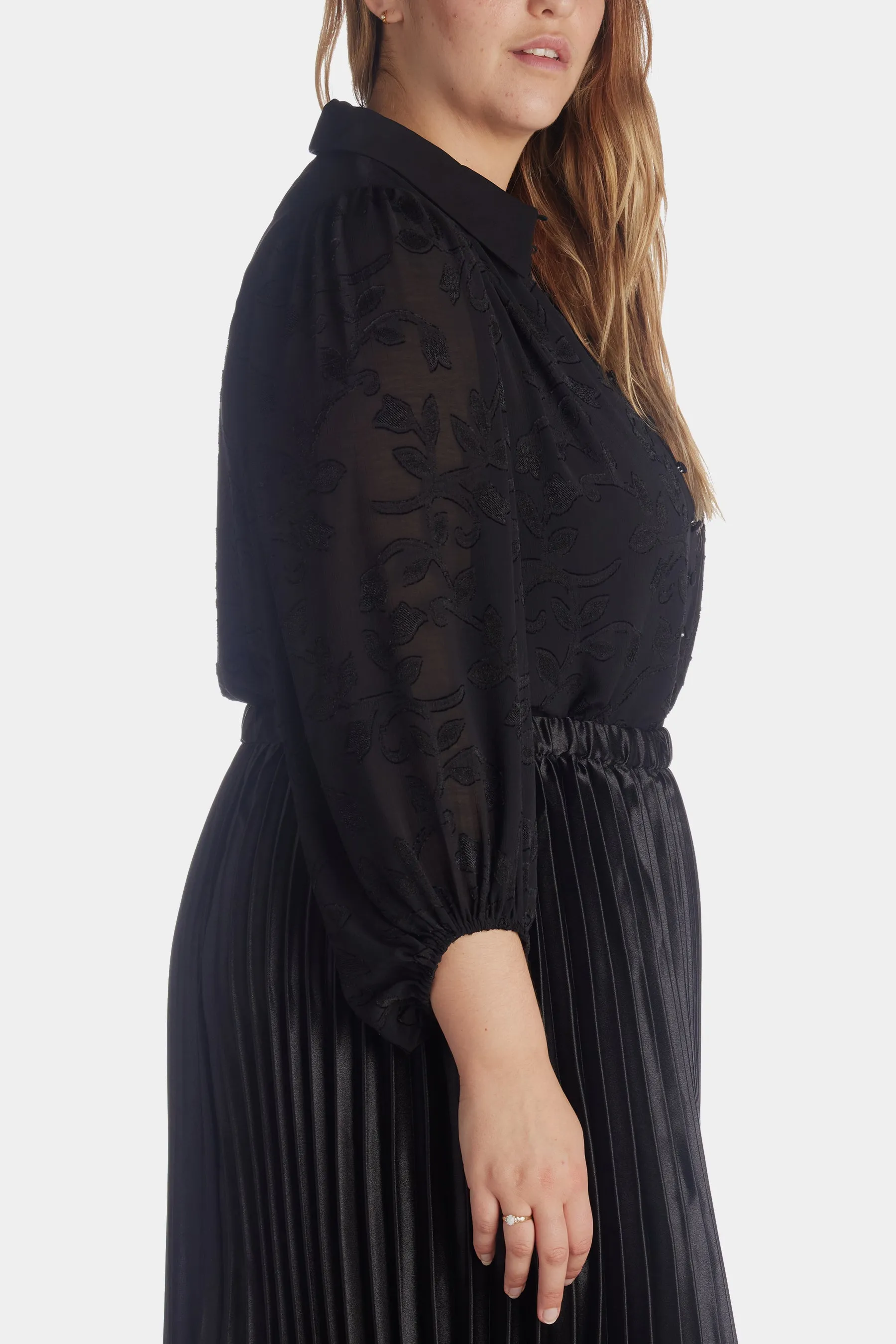 Long Sleeve Jacquard Blouse sold by Lord & Taylor product image thumbnail 4