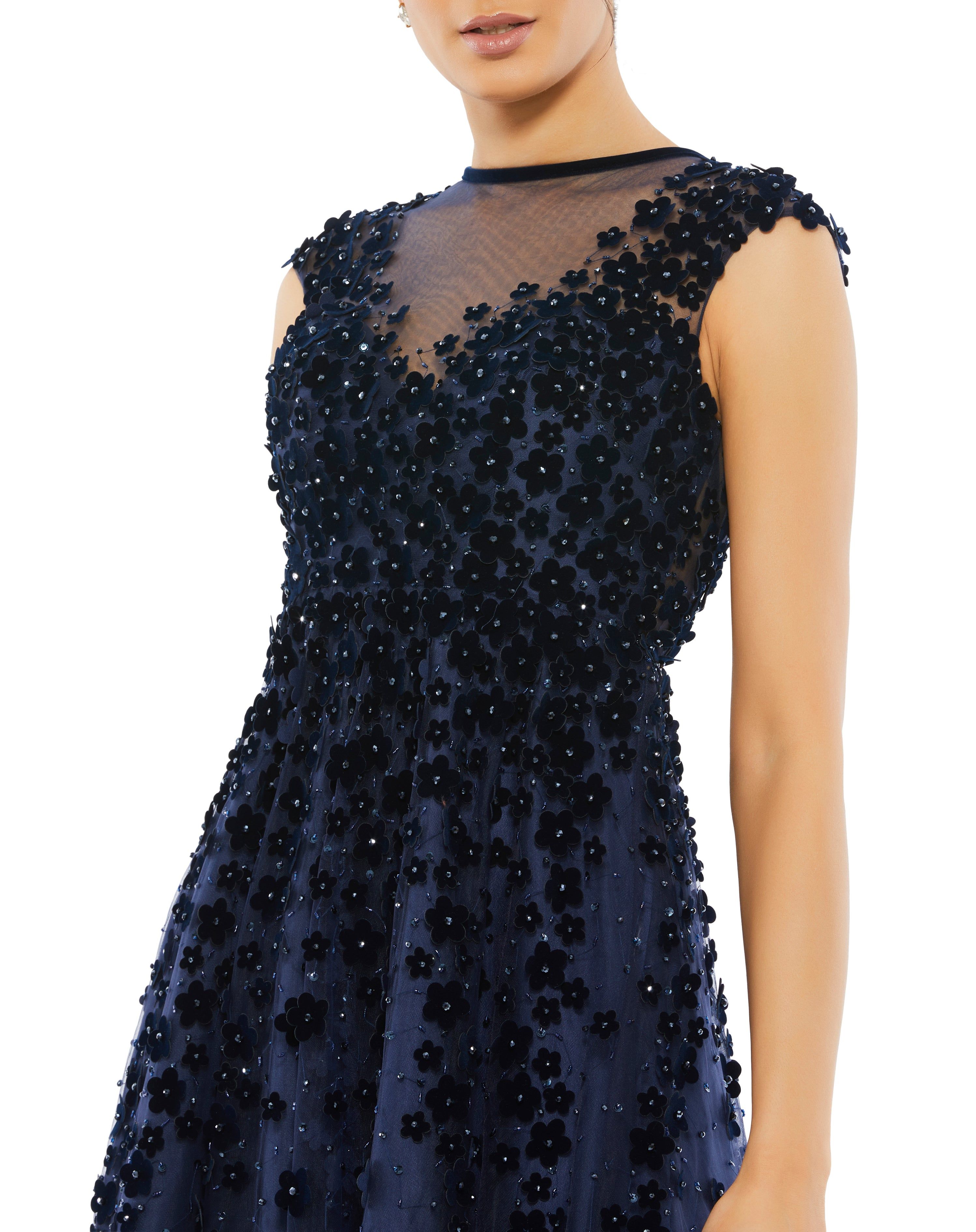 Embellished Illusion High Neck Cap Sleeve Midi Dress sold by Lord & Taylor product image thumbnail 2