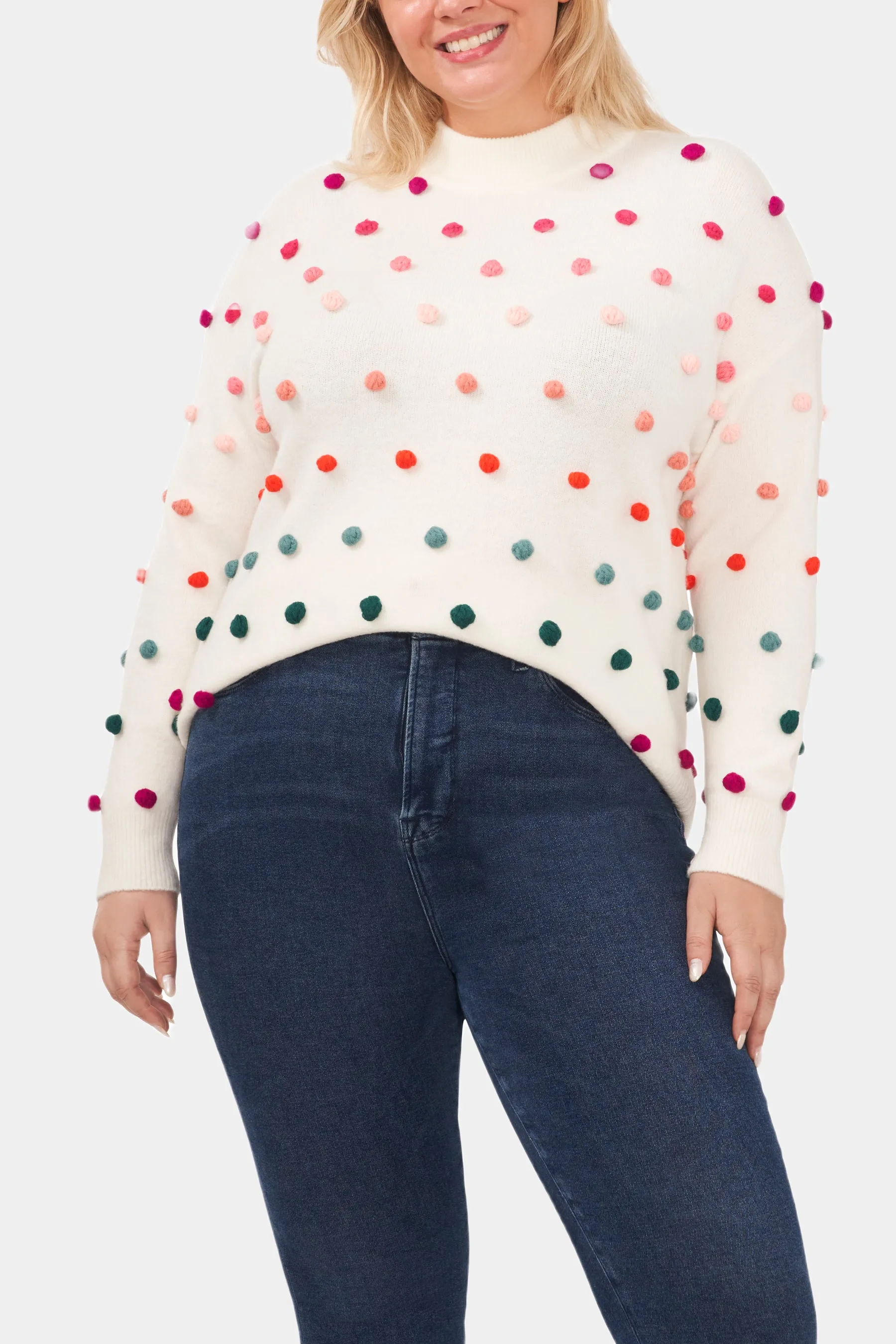 Mock Neck With Rainbow Pompom sold by Lord & Taylor