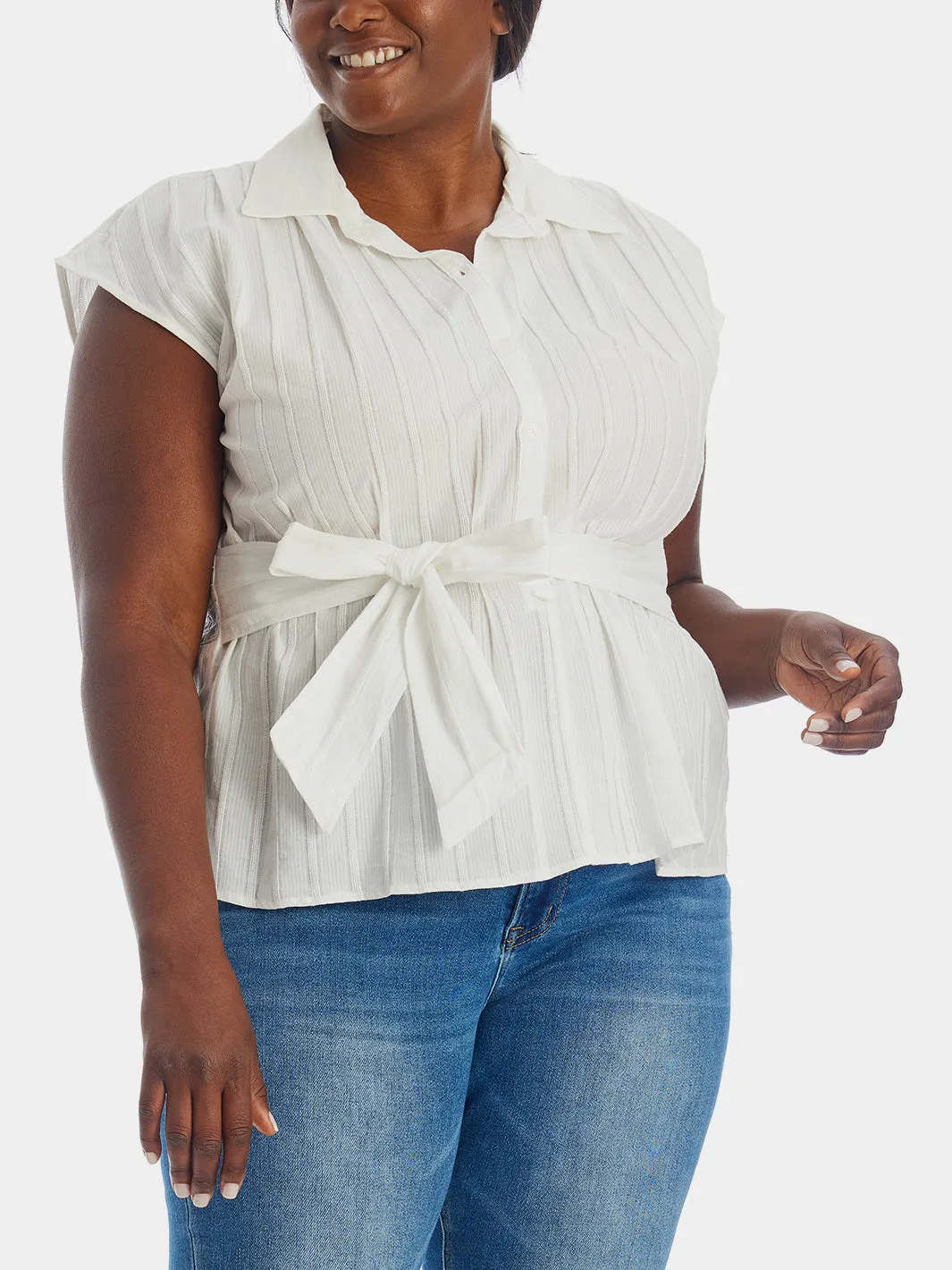 Waist Tie Button Down Shirt sold by Lord & Taylor