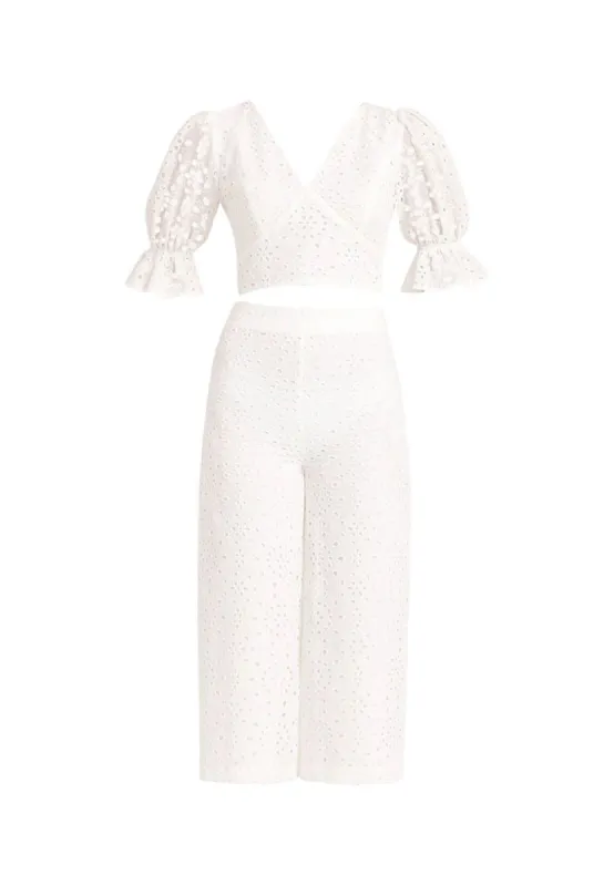 Pilar White Eyelet Pants sold by Lord & Taylor