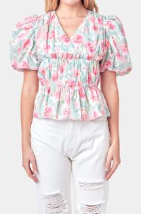 Floral Puff Sleeve Top sold by Lord & Taylor