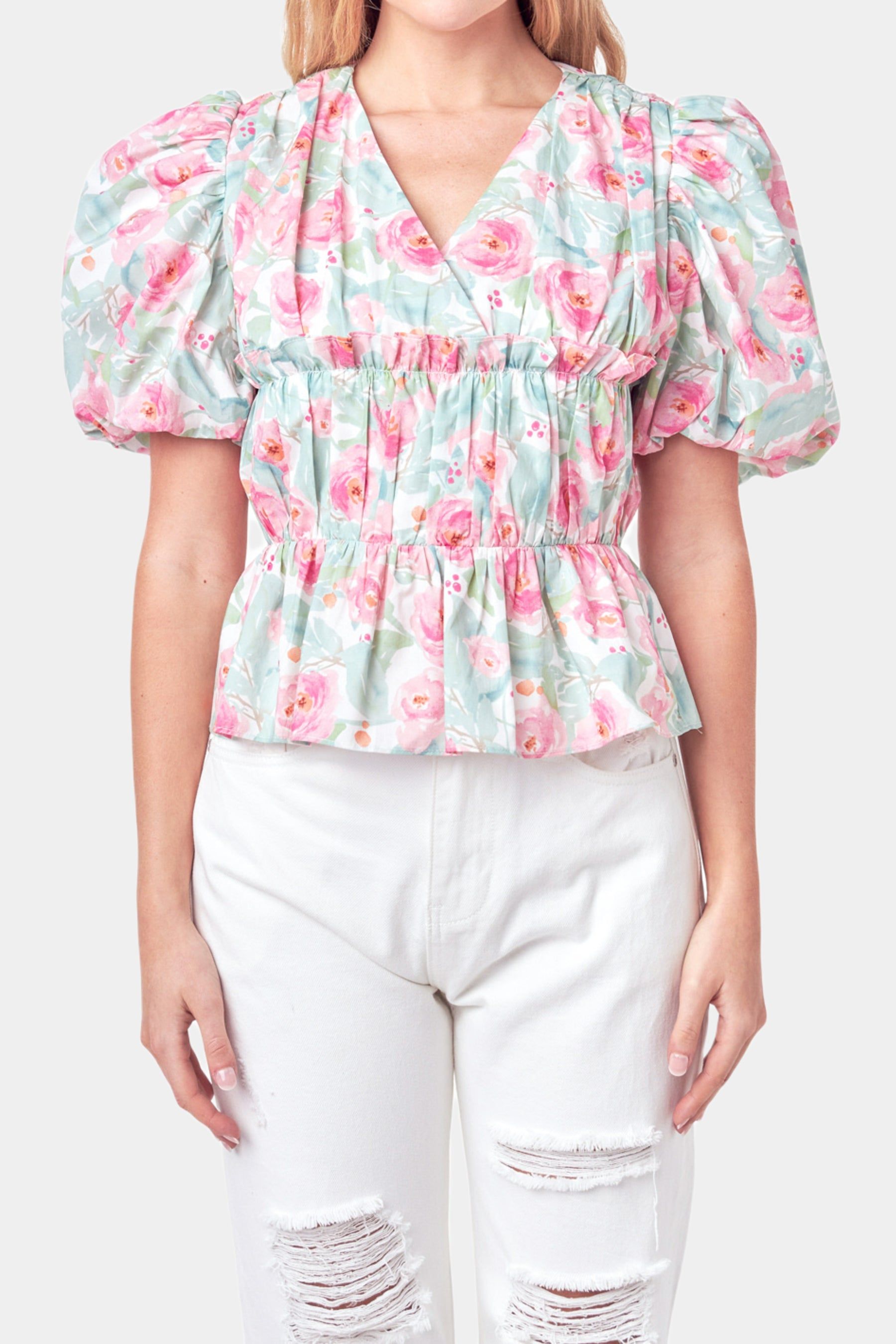 Floral Puff Sleeve Top sold by Lord & Taylor product image thumbnail 2