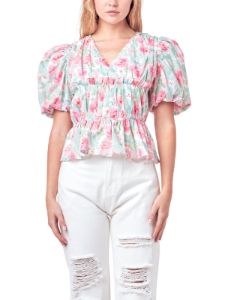 Floral Puff Sleeve Top sold by Lord & Taylor