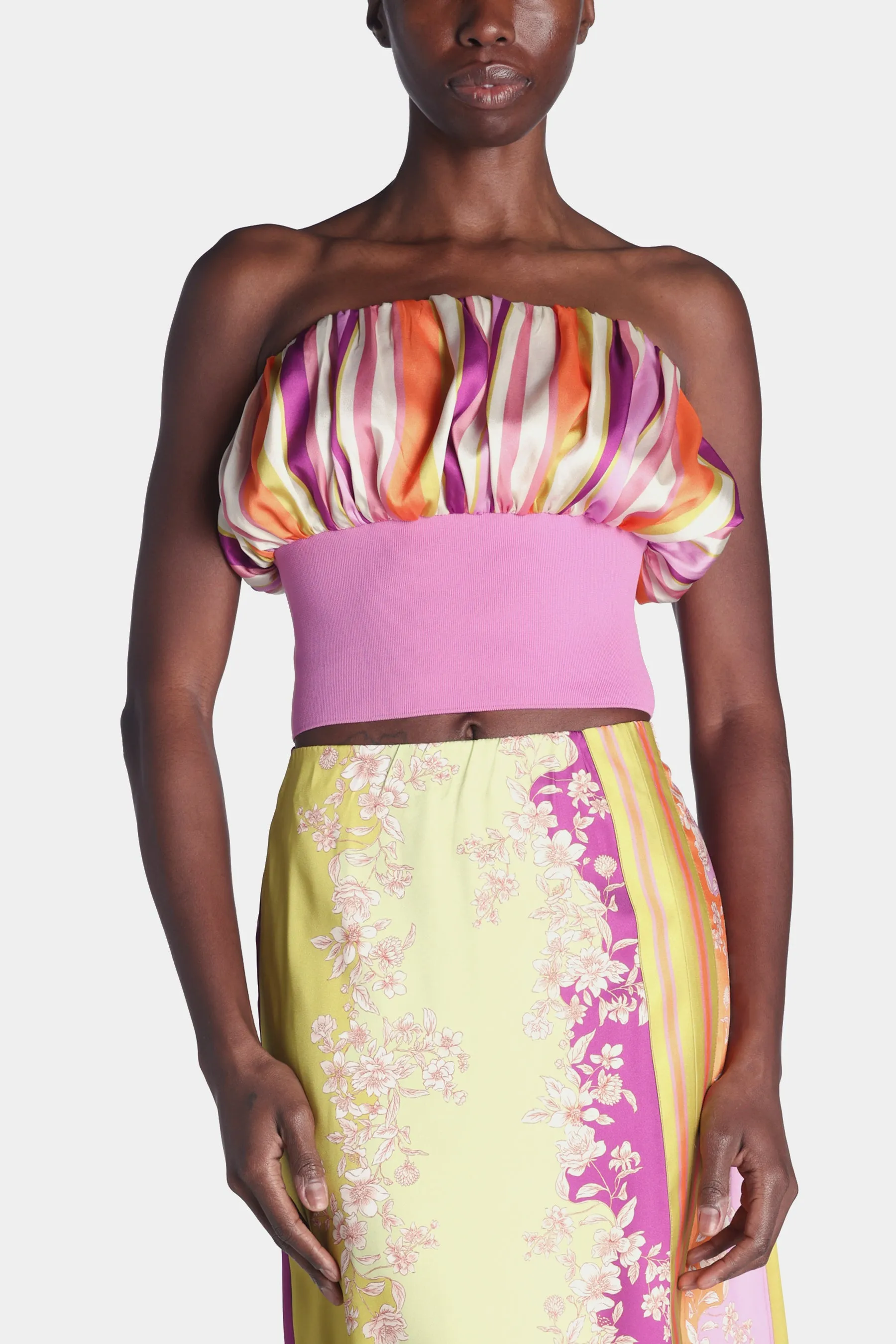 Elastic Waistband Rouched Strapless Top sold by Lord & Taylor