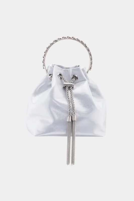 Crystal handle drawstring bucket sold by Lord & Taylor